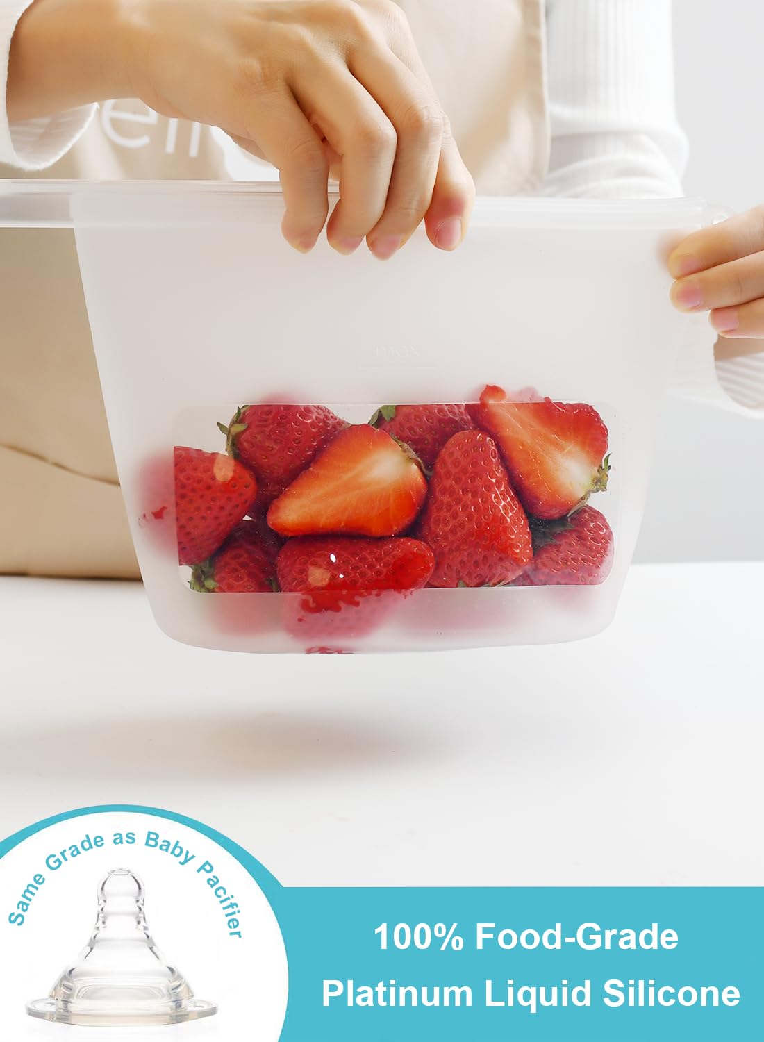Reusable Silicone Food Storage Bags 4Pack with 2 Sandwich, 1 Lunch, and 1 Half-Gallon Bags, Multiuse Pouches Stand Up Zip Container for Soup and Leftovers, Microwave, Dishwasher, Oven and Freezer Safe