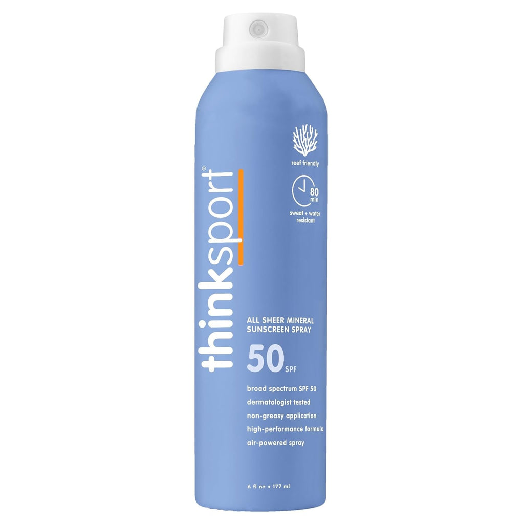 Thinksport SPF 50+ Mineral Sunscreen with Zinc Oxide, 6 Fl Oz – Safe, Natural Sunscreen Lotion for Sports & Active Use, Water Resistant Reef Safe, Broad Spectrum UVA/UVB Sun Screen for Sun Protection