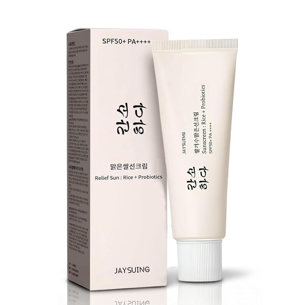 Korean Rice Sunscreen SPF 50+ Broad Spectrum PA++++, 1.7 oz | No White Cast, Lightweight Mineral Formula, Probiotics, All Skin Types