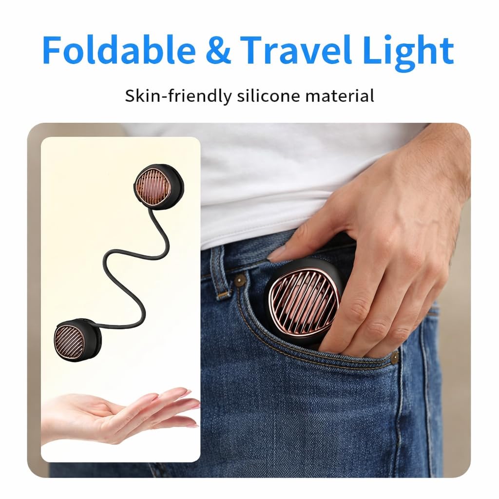 Portable Neck Fan, Hands Free Mini Personal Neck Fans for Women with 5 Speeds, Lightweight Small 5oz Wearable Cooling Fan, 360° Adjustable, Gift for Girl, Gym, Travel and Outdoor, White