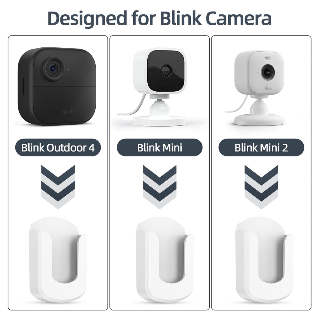 3 Pack Blink Camera No Drilling No Screws Wall Mount Bracket, Adhesive Blink Outdoor Camera Mount for Blink Outdoor 4 /Blink Mini/Mini 2 /Blink Indoor Cameras, Easy to Install (White)