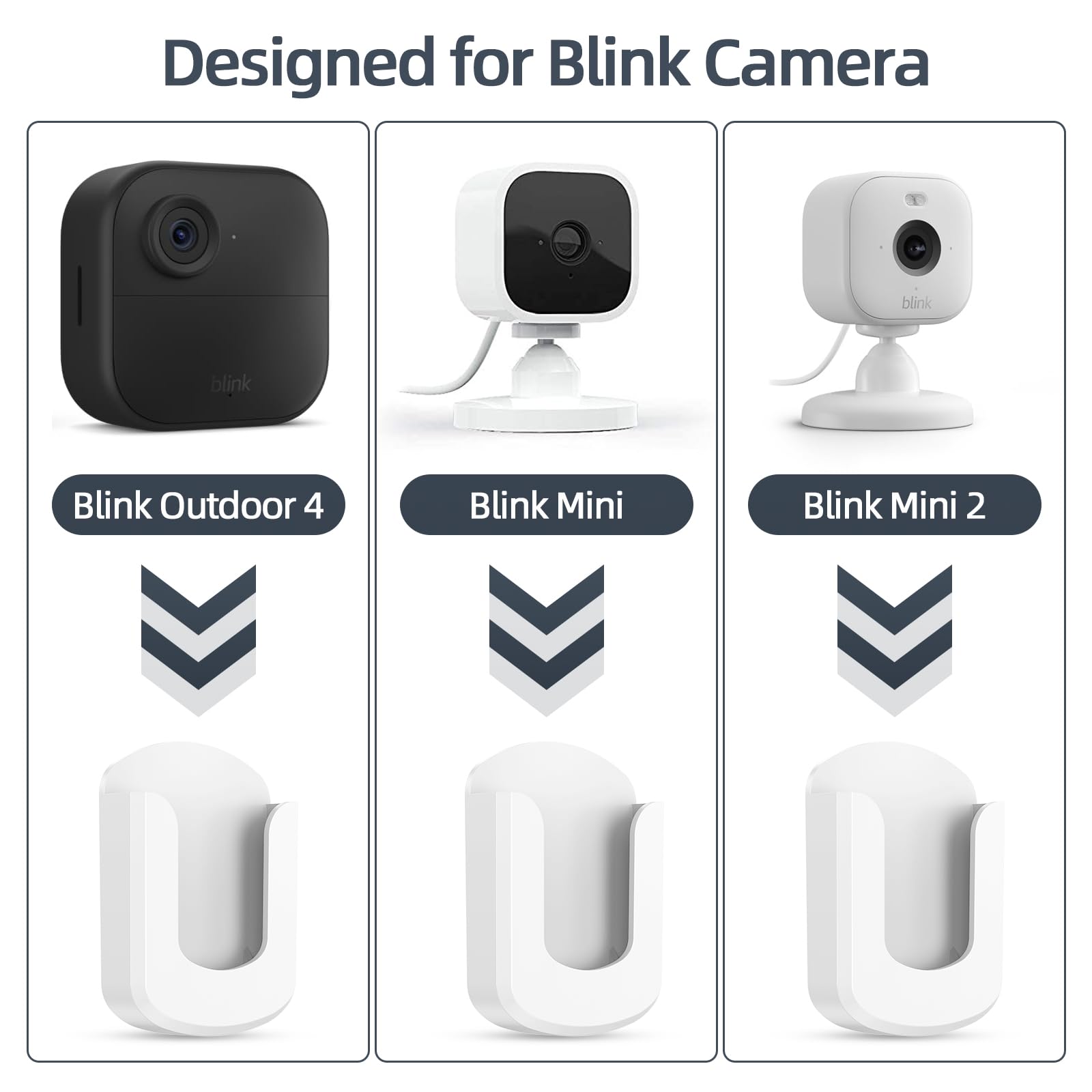 3 Pack Blink Camera No Drilling No Screws Wall Mount Bracket, Adhesive Blink Outdoor Camera Mount for Blink Outdoor 4 /Blink Mini/Mini 2 /Blink Indoor Cameras, Easy to Install (White)
