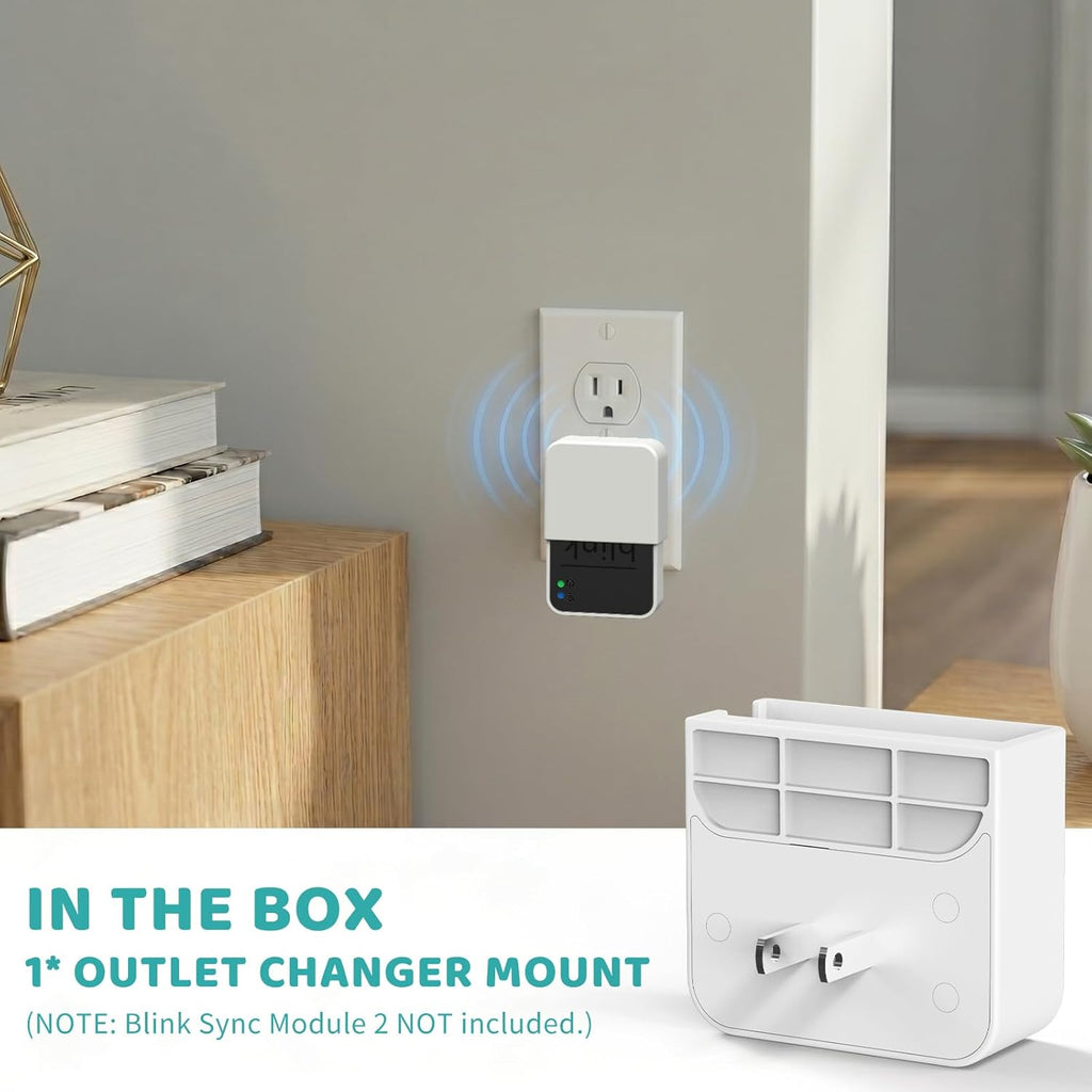 2-in-1 Outlet Wall Mount for Blink Sync Module 2, Space Saving Holder with Built-in Plug – Sync Module 2 Charging Station for Blink Outdoor/Indoor Camera, Easy Install & No Cable Needed | Integrated Design, Plug and Play