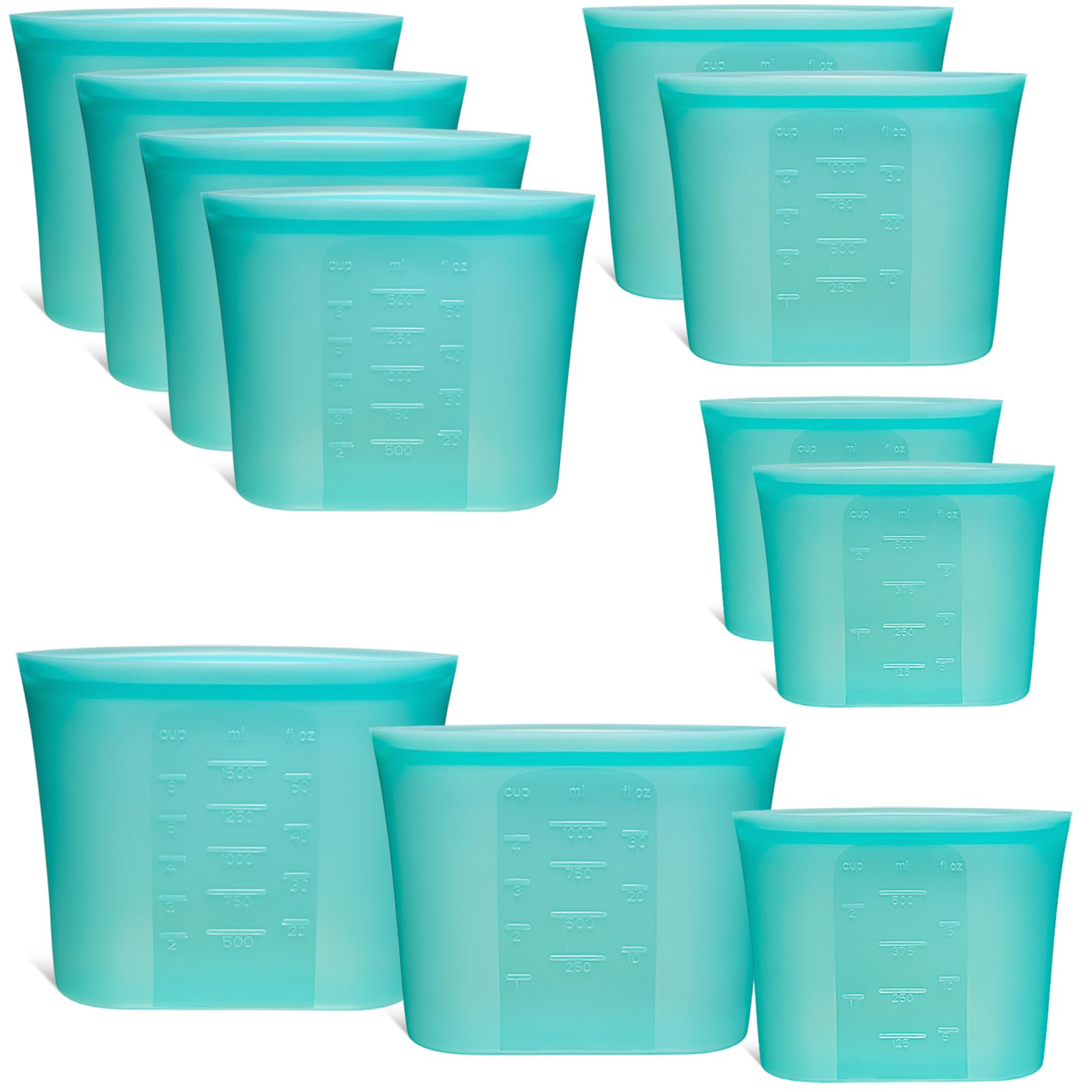 Extra Large Reusable Silicone Food Storage Bags 4 Pack, 0.8 Gallon/3000ml, 100% Silicone Stand-Up Wide-Open Zip-Lock Reusable Bags for Large Items, Microwave Freezer Oven Dishwasher Safe, Translucent