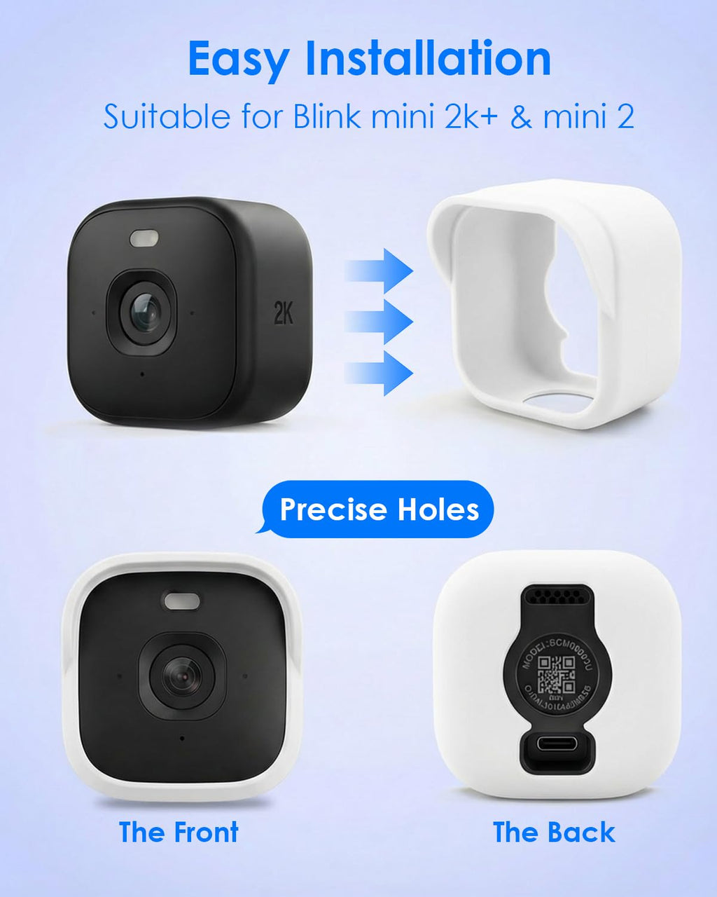 Silicone Skin Case for Blink Mini 2k+ & Blink Mini 2, Mini (Indoor/Outdoor) – Anti-Scratch, Weatherproof, 360° Protection (Camera Not Included) (1, White)