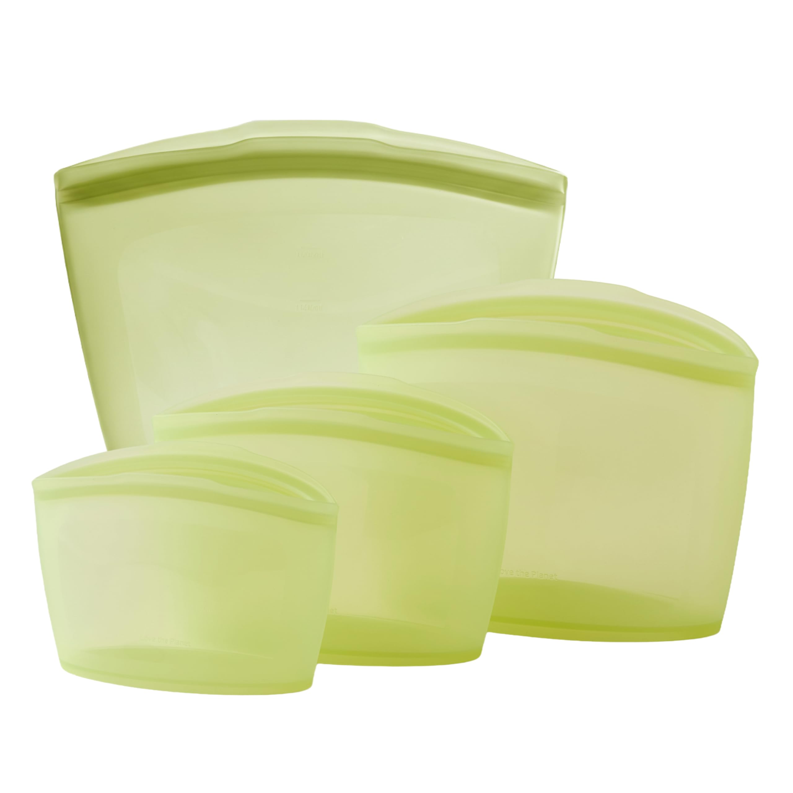 Blue Ginkgo Reusable Silicone Storage Bags – 4-Pack | Korean-Made Stand Up Food, Freezer Bags - Pumkin Yellow