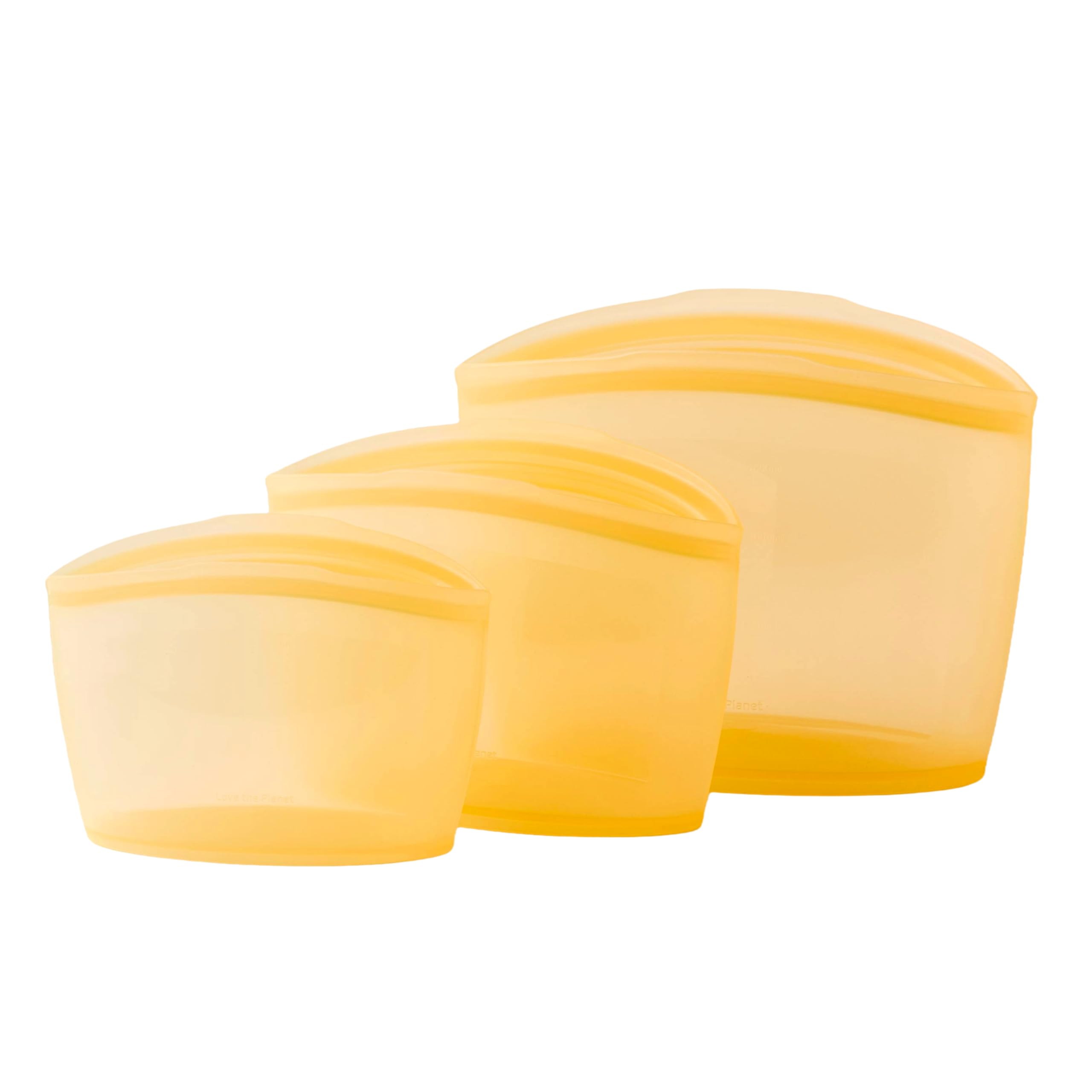 Blue Ginkgo Reusable Silicone Storage Bags – 4-Pack | Korean-Made Stand Up Food, Freezer Bags - Pumkin Yellow
