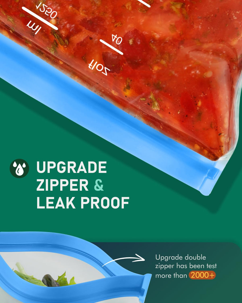 IDEATECH 24Pack Reusable Food Storage Bags, Reusable Freezer Bags | Leakproof, Dishwasher Safe, Stand-Up, BPA-Free Food Grade, 24Pack Assorted Set for Meal Prep, Freezer Storage & Family Use