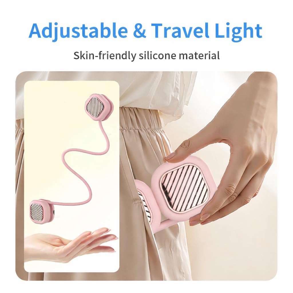 Portable Neck Fan, Hands Free Mini Personal Neck Fans for Women with 5 Speeds, Lightweight Small 5oz Wearable Cooling Fan, 360° Adjustable, Gift for Girl, Gym, Travel and Outdoor, White