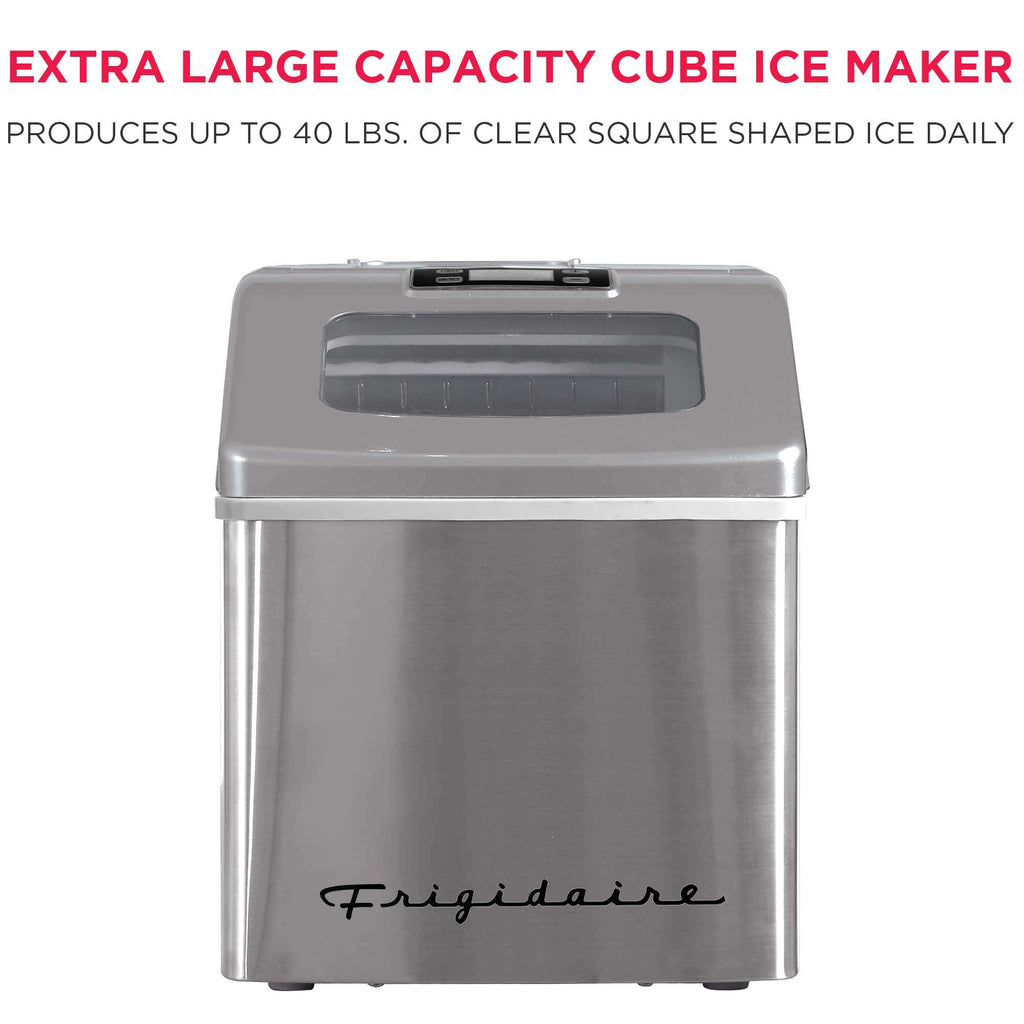 FRIGIDAIRE EFIC452-SS 40 Lbs Extra Large Clear Maker, Stainless Steel, Makes Square Ice