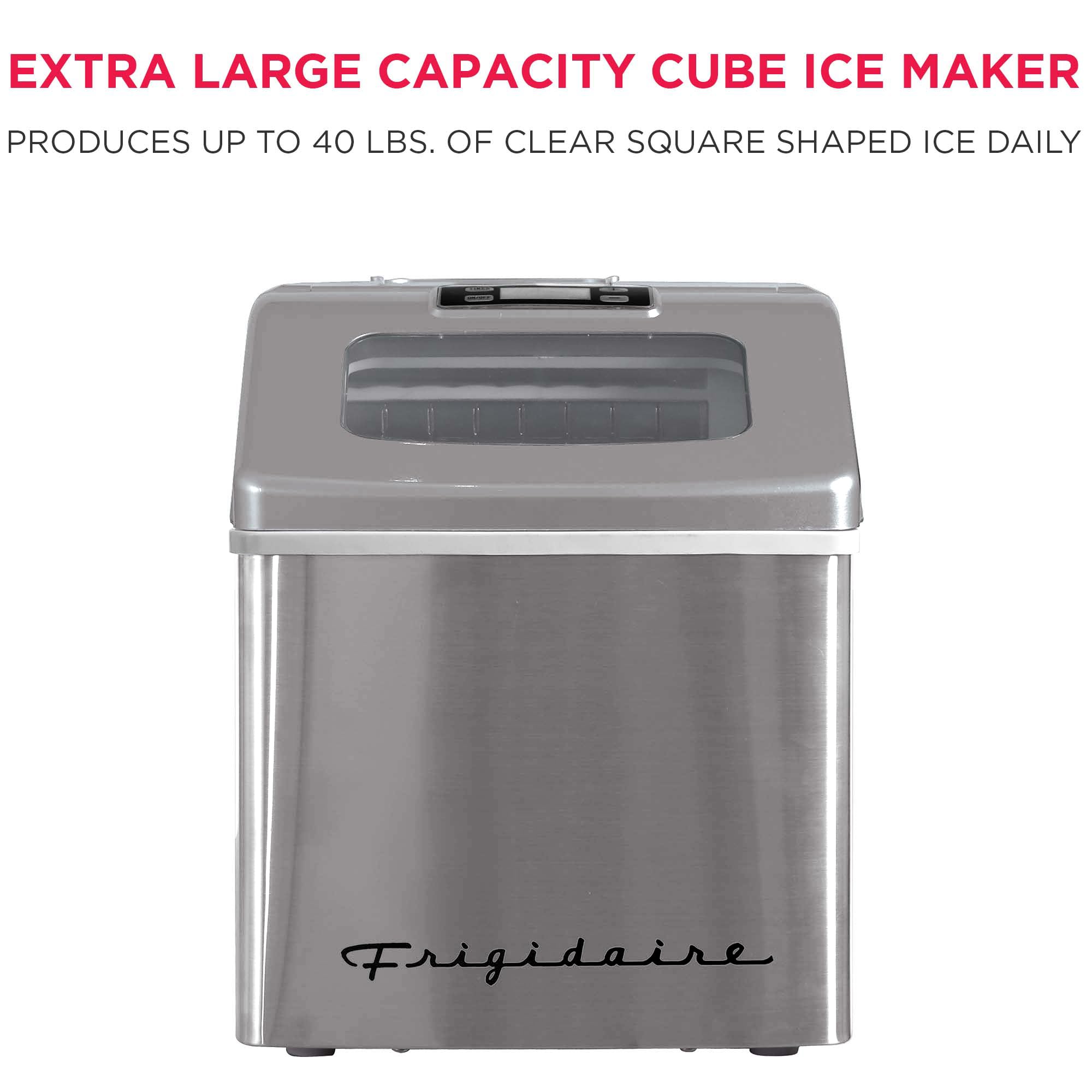 FRIGIDAIRE EFIC452-SS 40 Lbs Extra Large Clear Maker, Stainless Steel, Makes Square Ice