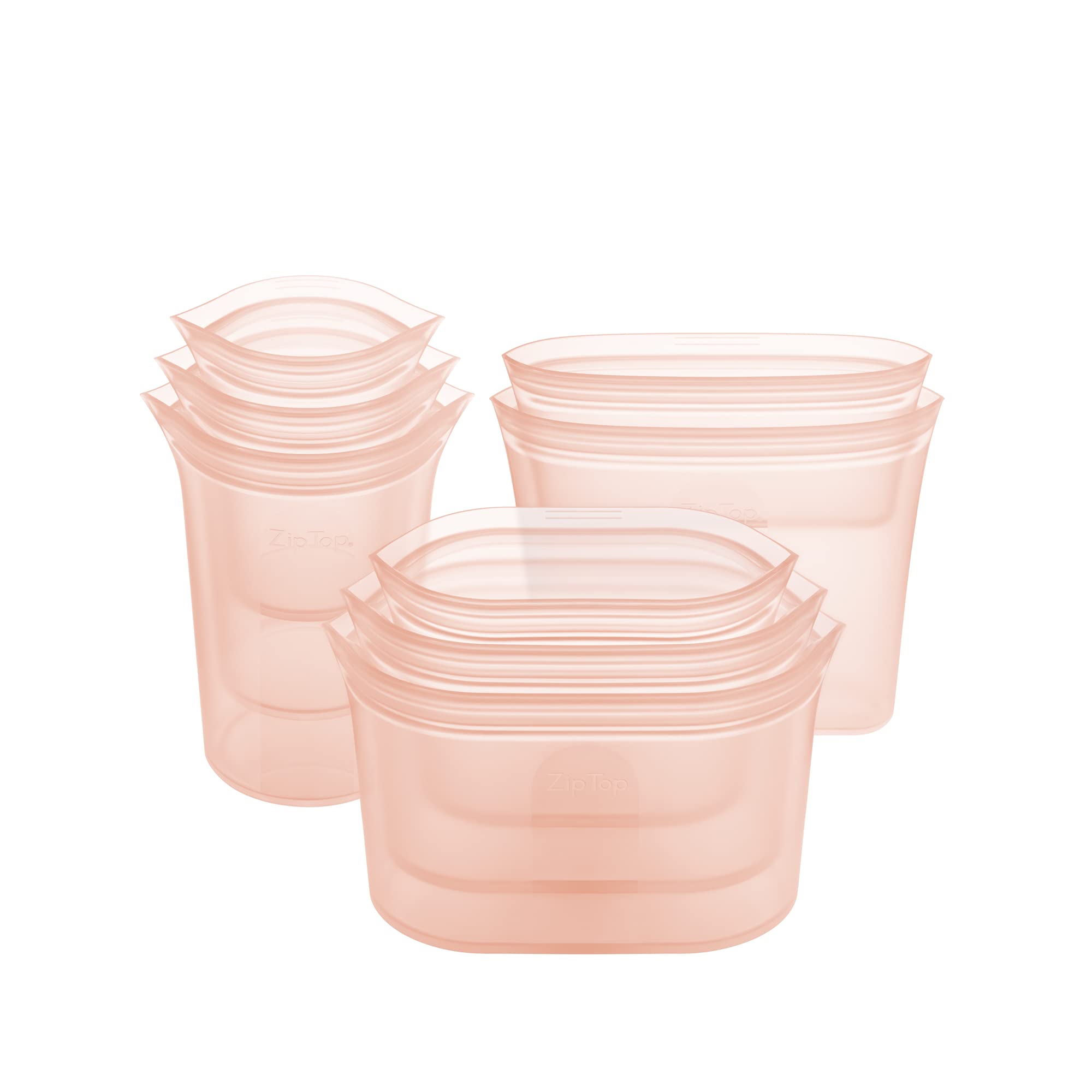 Zip Top Reusable Food Storage Containers Full Set of 8 Lavender – Platinum Silicone Cups, Dishes & Bags – Microwave, Dishwasher & Freezer Safe – Made in USA, BPA-Free