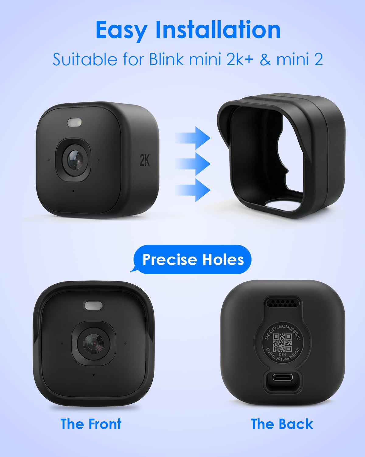Silicone Skin Case for Blink Mini 2k+ & Blink Mini 2, Mini (Indoor/Outdoor) – Anti-Scratch, Weatherproof, 360° Protection (Camera Not Included) (1, White)