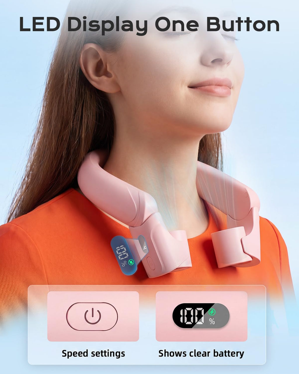 ChillGo 5th Gen Neck Fan with Dual Motor 200% Strong Airflow - 8000mAh Portable Fan, Personal Fan with Adjustable Airvents,Quick Charging,4 Speeds, Cooling Fan for Travel, Summer Gift for Father Women