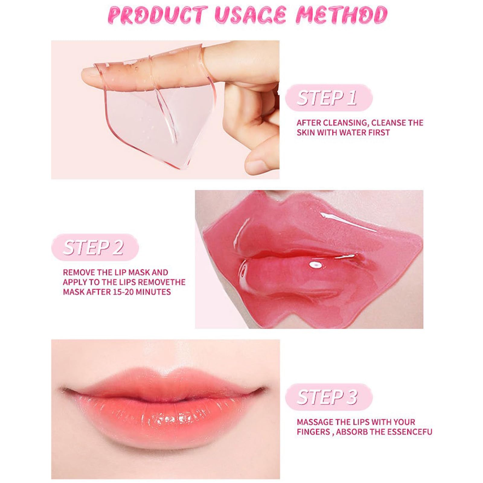 Lip Mask & Eye Mask - 30PCS Under Eye Patches Skincare for Puffy Eyes Bags Reducing Dark Circles,Collagen Hydrating Moisturizing Smoothing Gel Pads for Fade Fine Lines Anti-Aging Wrinkles Pink