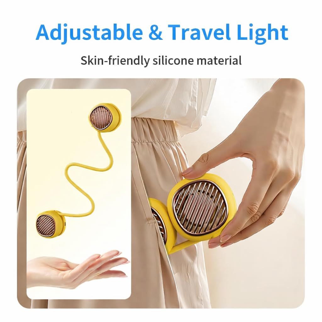 Portable Neck Fan, Hands Free Mini Personal Neck Fans for Women with 5 Speeds, Lightweight Small 5oz Wearable Cooling Fan, 360° Adjustable, Gift for Girl, Gym, Travel and Outdoor, White