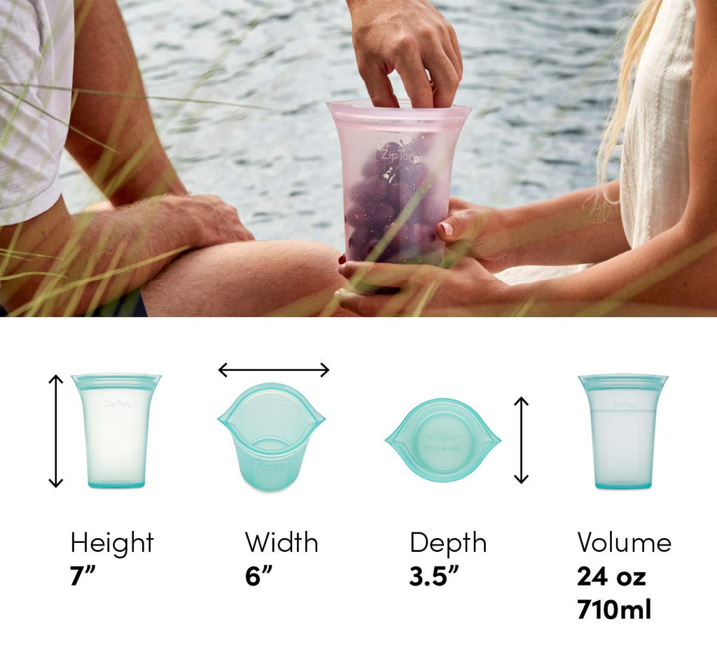Zip Top Reusable Food Storage Containers Full Set of 8 Lavender – Platinum Silicone Cups, Dishes & Bags – Microwave, Dishwasher & Freezer Safe – Made in USA, BPA-Free