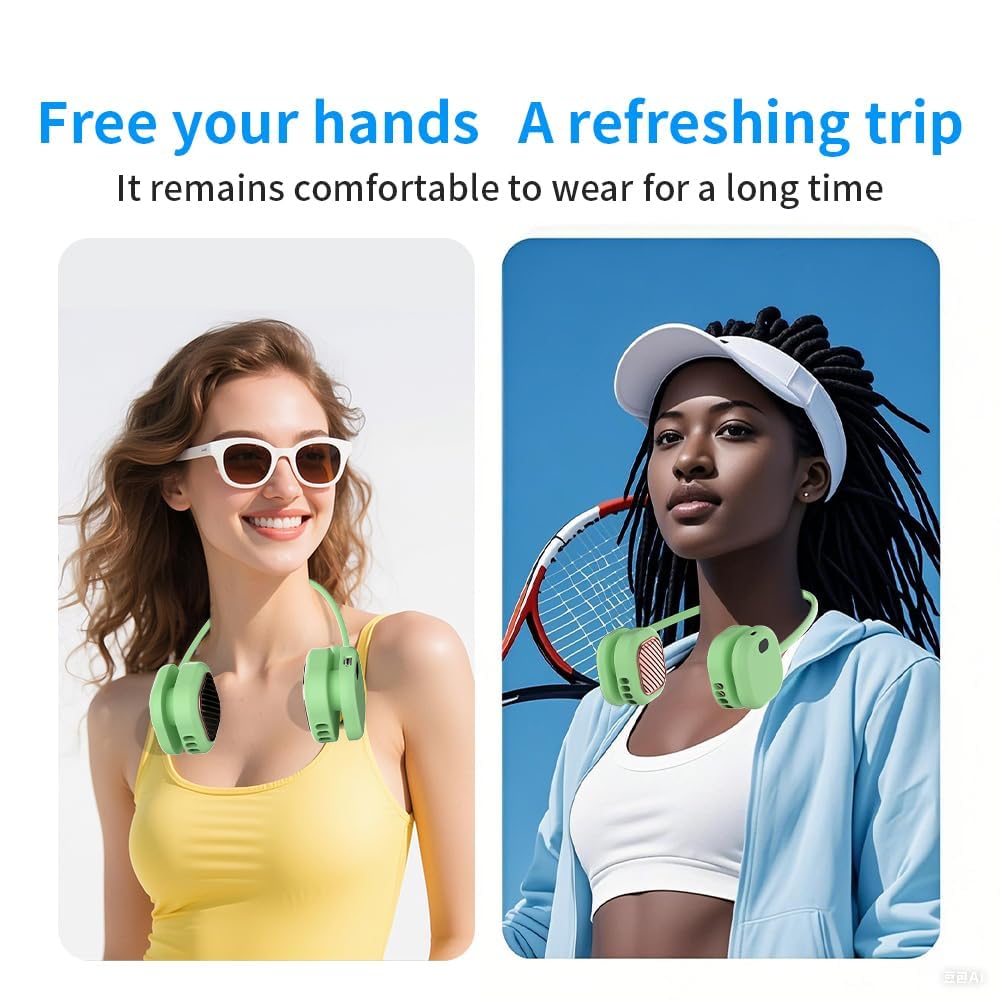 Portable Neck Fan, Hands Free Mini Personal Neck Fans for Women with 5 Speeds, Lightweight Small 5oz Wearable Cooling Fan, 360° Adjustable, Gift for Girl, Gym, Travel and Outdoor, White