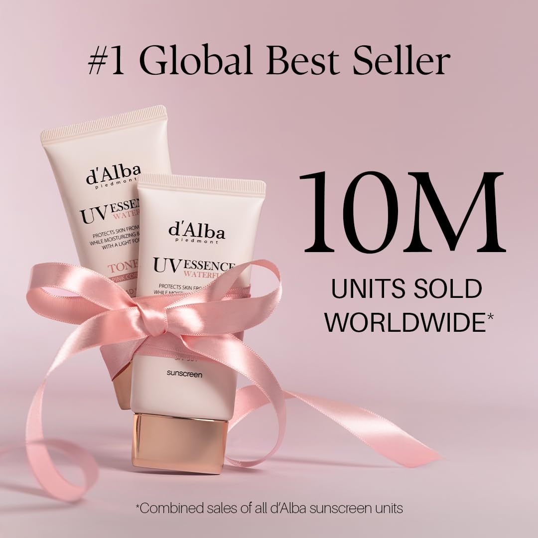 [2 ea] d'alba Piedmont Waterfull Tone-Up Sunscreen Serum BROAD SPECTRUM SPF 50 + Korean Sunscreen for Face, All Skin Tones (2 x 1.69 fl.oz.)
