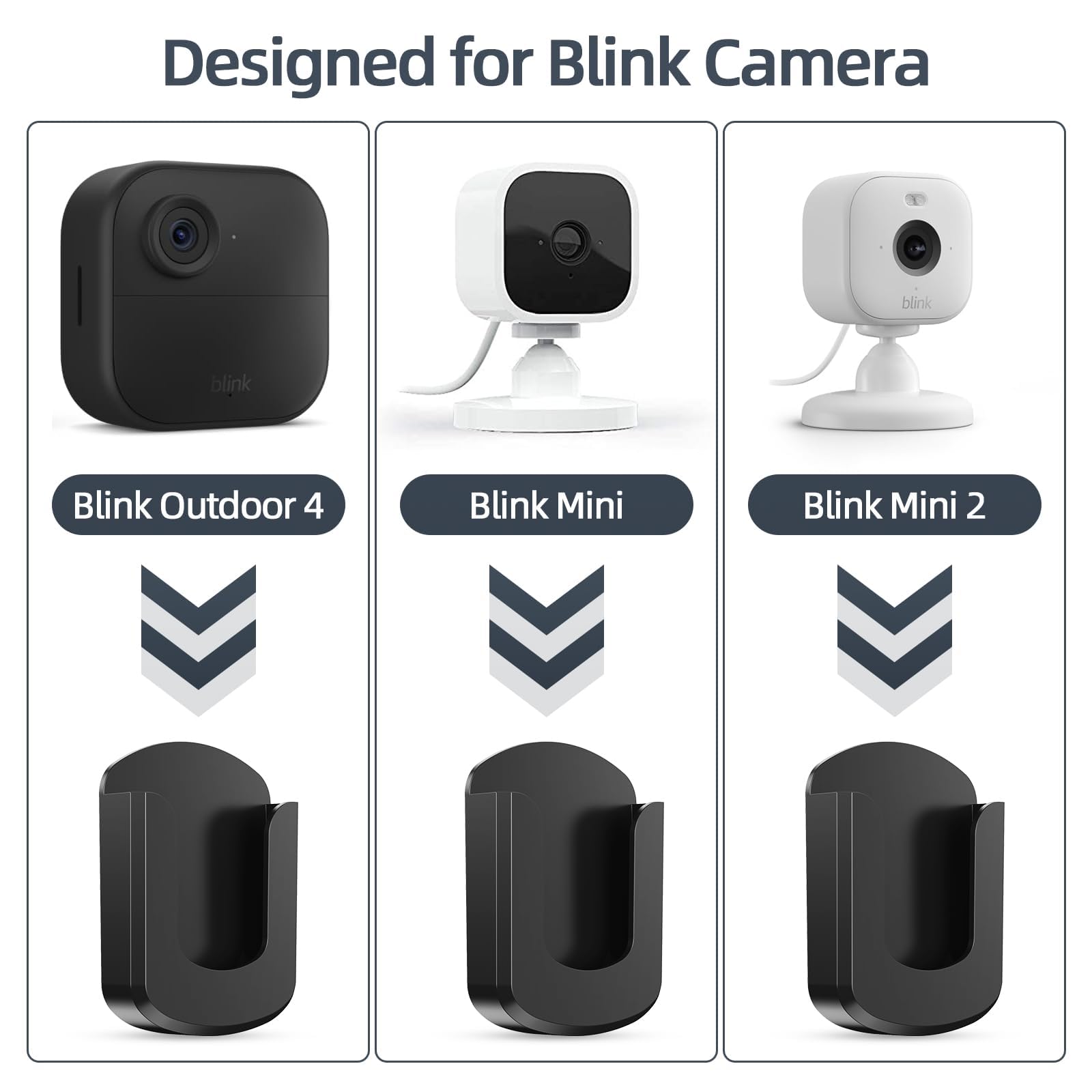 3 Pack Blink Camera No Drilling No Screws Wall Mount Bracket, Adhesive Blink Outdoor Camera Mount for Blink Outdoor 4 /Blink Mini/Mini 2 /Blink Indoor Cameras, Easy to Install (White)