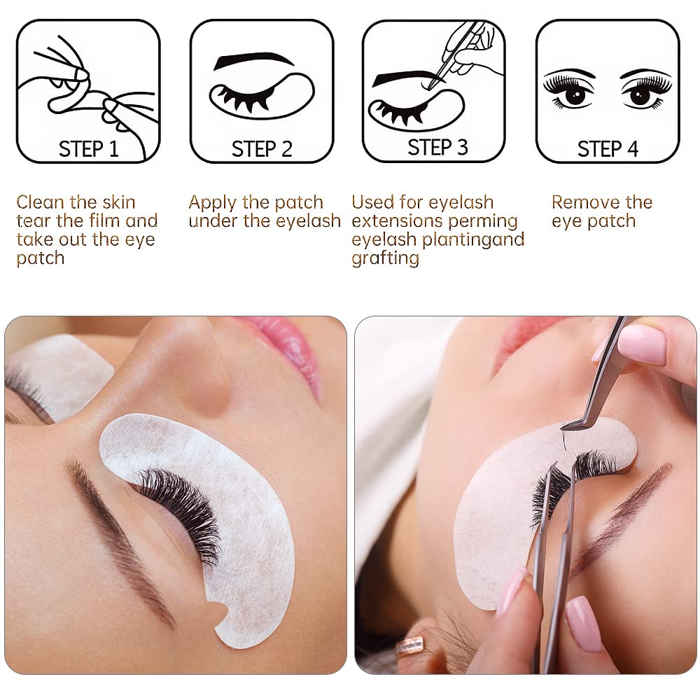 50 Pairs Eye Gel Pads, Lint Free Under Eye Patches for Eyelash Extensions, Premium Eye Mask Beauty Tool Kit (Pink)