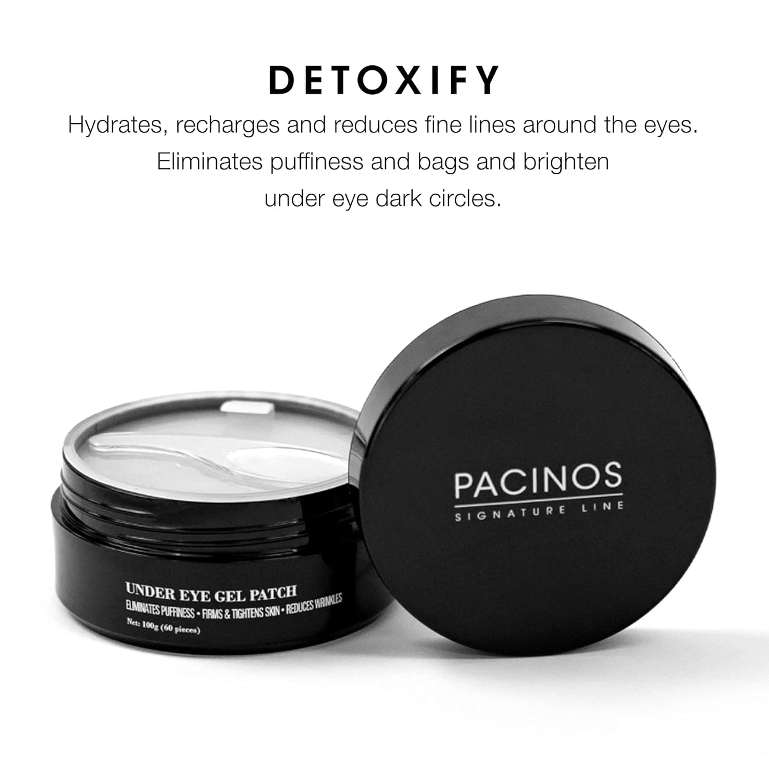 Pacinos Under Eye Gel Patches - Eliminates Puffiness, Smoothes Wrinkles, Brightens Under Eye Darkness - Firms & Tightens Skin with Vitamin E & B5 - Promotes Collagen, Organic