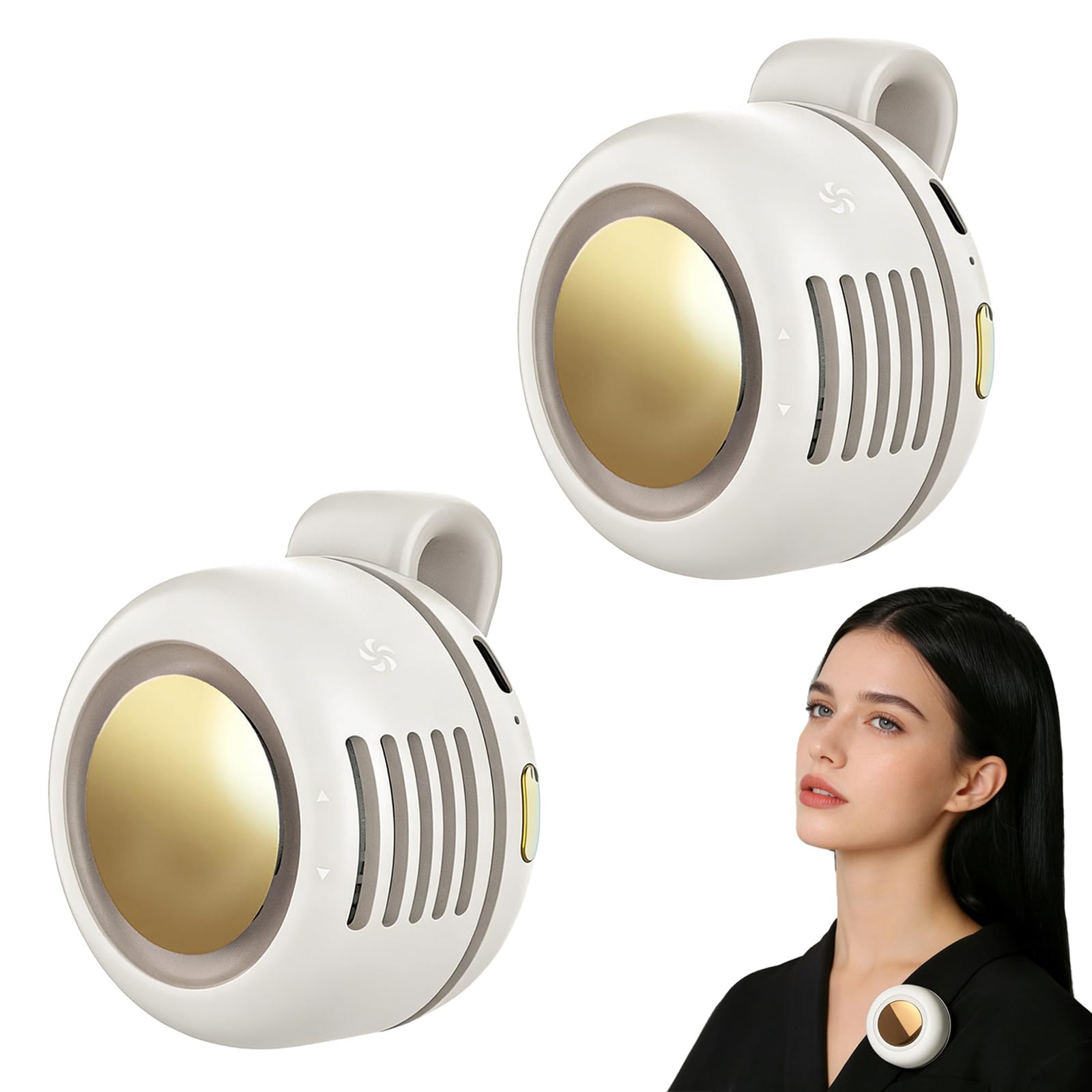 Portable Fan,2-in-1 Waist Clip On Bladeless, Ultra-Quiet Mini Personal Neck Fan 3 Speeds with 360°Adjustable Clip USB Rechargeable for Hiking,Office & Outdoor