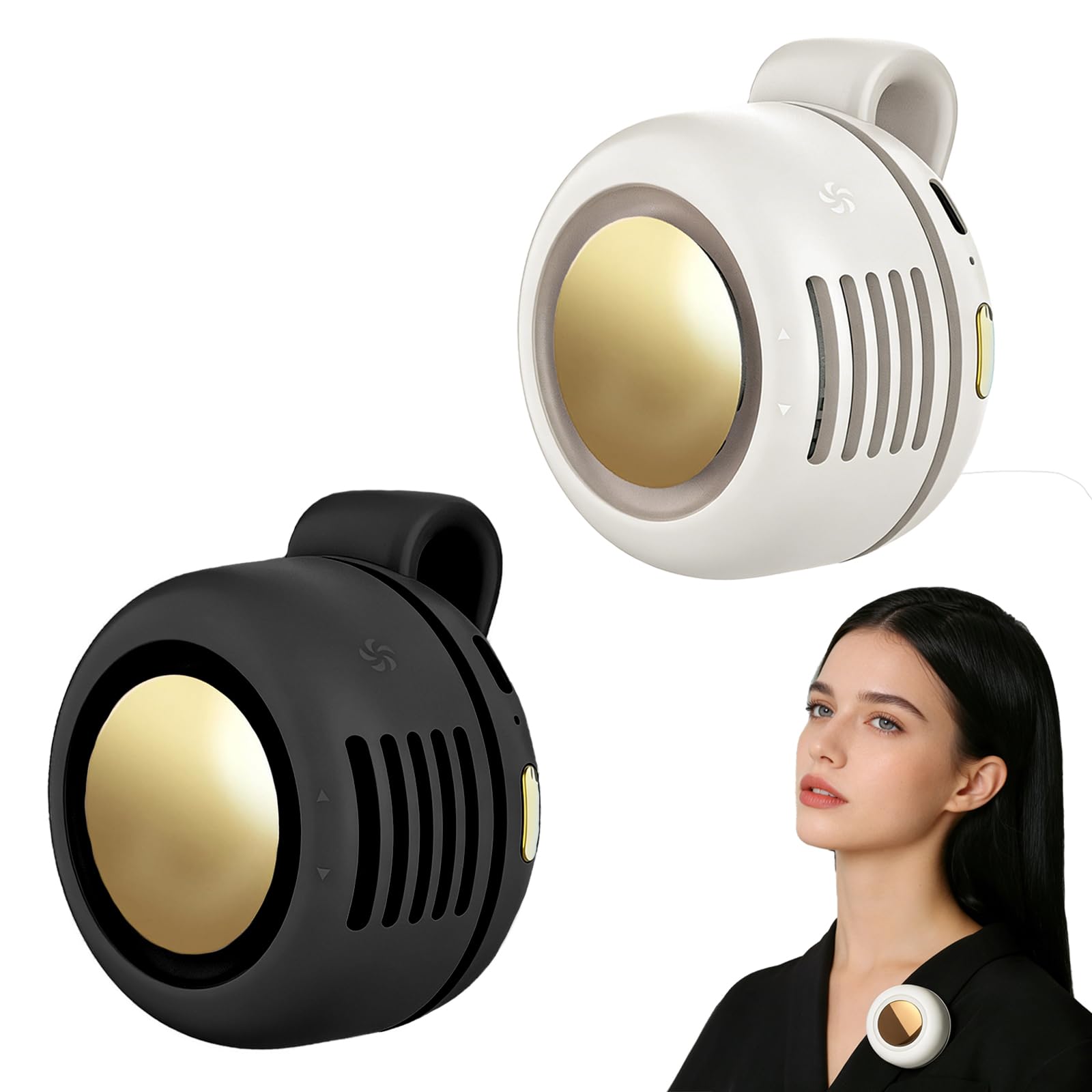 Portable Fan,2-in-1 Waist Clip On Bladeless, Ultra-Quiet Mini Personal Neck Fan 3 Speeds with 360°Adjustable Clip USB Rechargeable for Hiking,Office & Outdoor