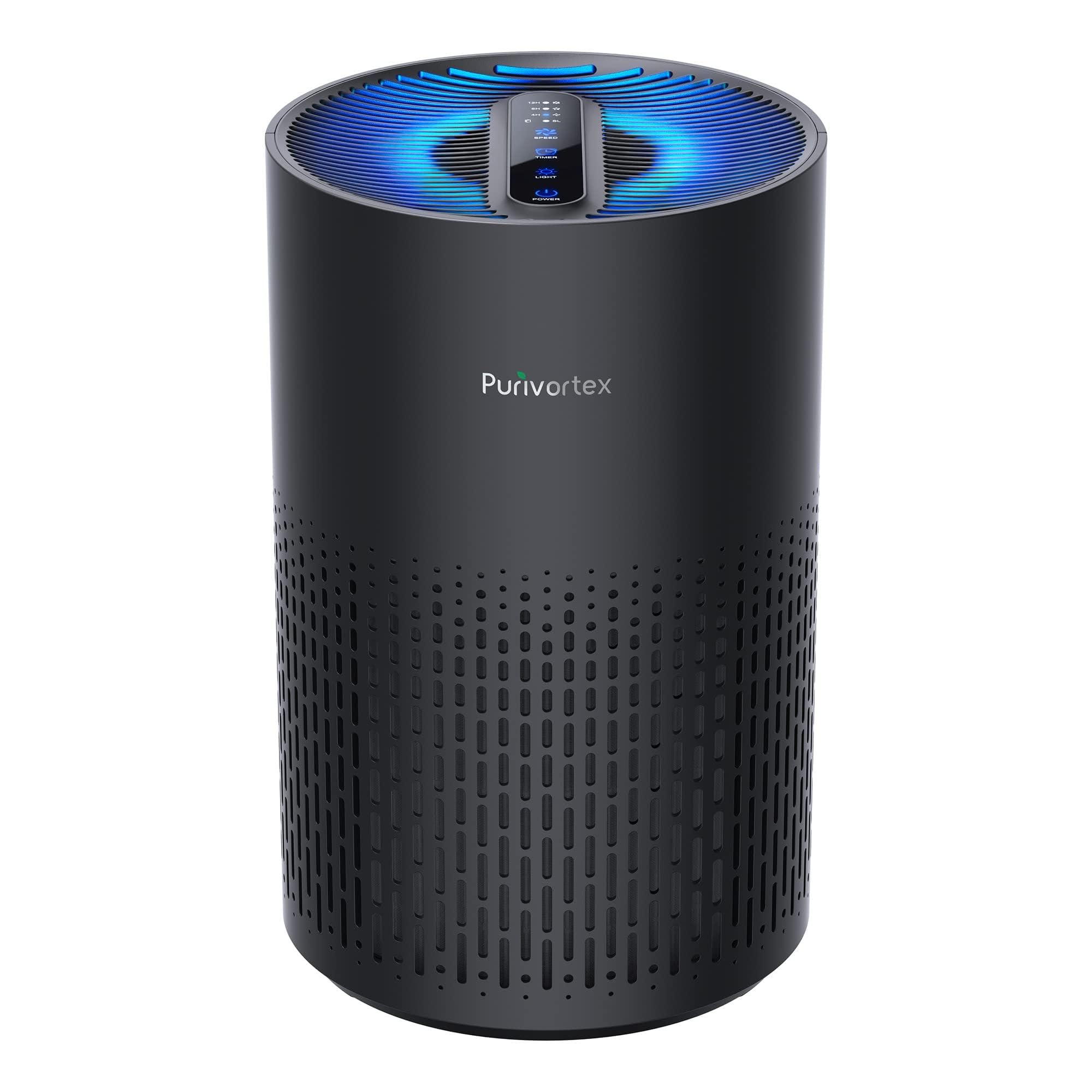 Purivortex Air Purifiers for Home, Quiet HEPA Air Filter for Pollen, Smoke, Dust, Pet Dander, Odor, Hair, Covers Up to 880 Sq Ft (Model: PX500 Black with Fragrance Sponge)