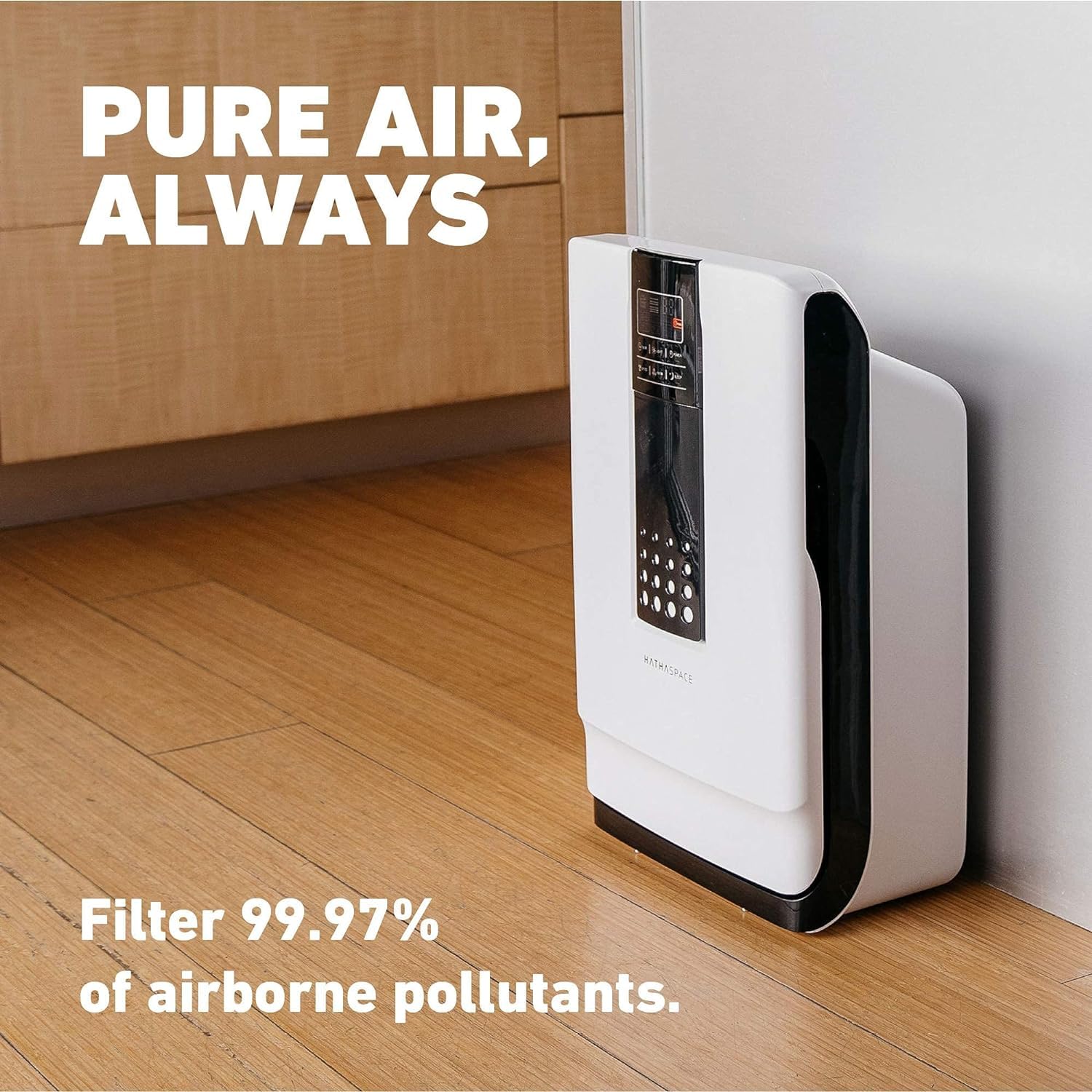 HATHASPACE Smart Air Purifiers - True HEPA Air Purifier, Cleaner & Filter for Allergies, Smoke, Pets - Eliminator of 99.9% of Dust, Pet Hair, Odors - HSP002-1500 Sq. Ft.