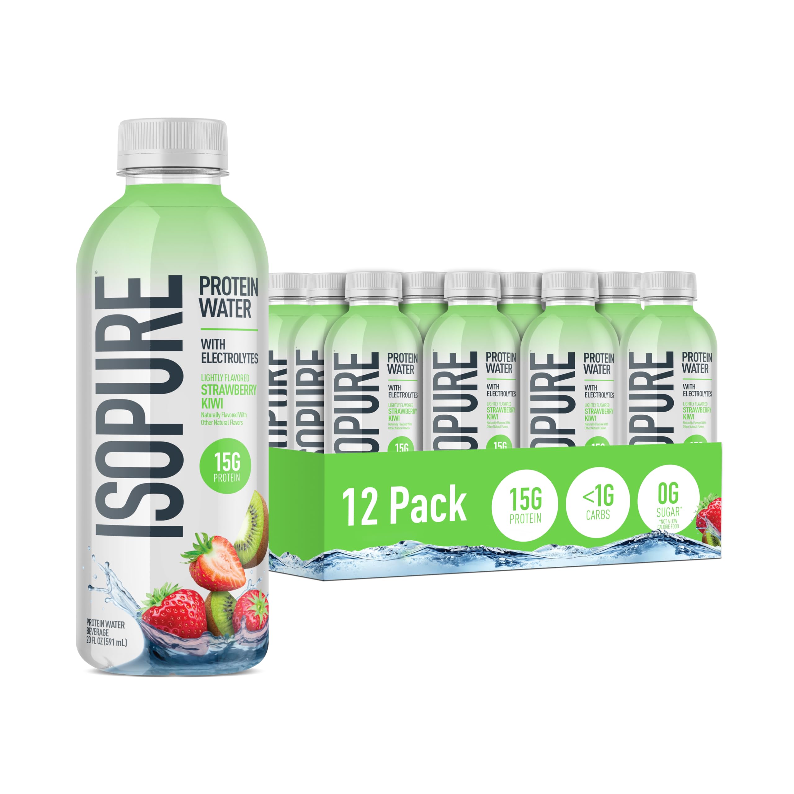 Isopure Clear Whey Isolate Protein Powder, Lactose Free, Gluten Free, Naturally Flavored, Watermelon Lime, 20g Protein Per Serving, 14.1 Oz, 16 Servings (Packaging May Vary)
