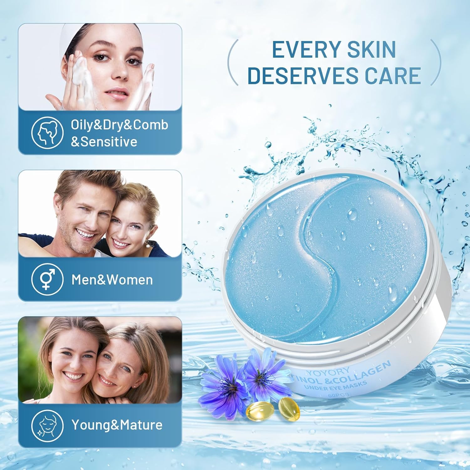 Under Eye Patches Masks - Reduce Puffy Eyes, Dark Circles,Undereye Bags, Wrinkles,Infused Peptide Collagen and Hyaluronic Acid,Vegan Cruelty-Free Self Care 30 Pairs