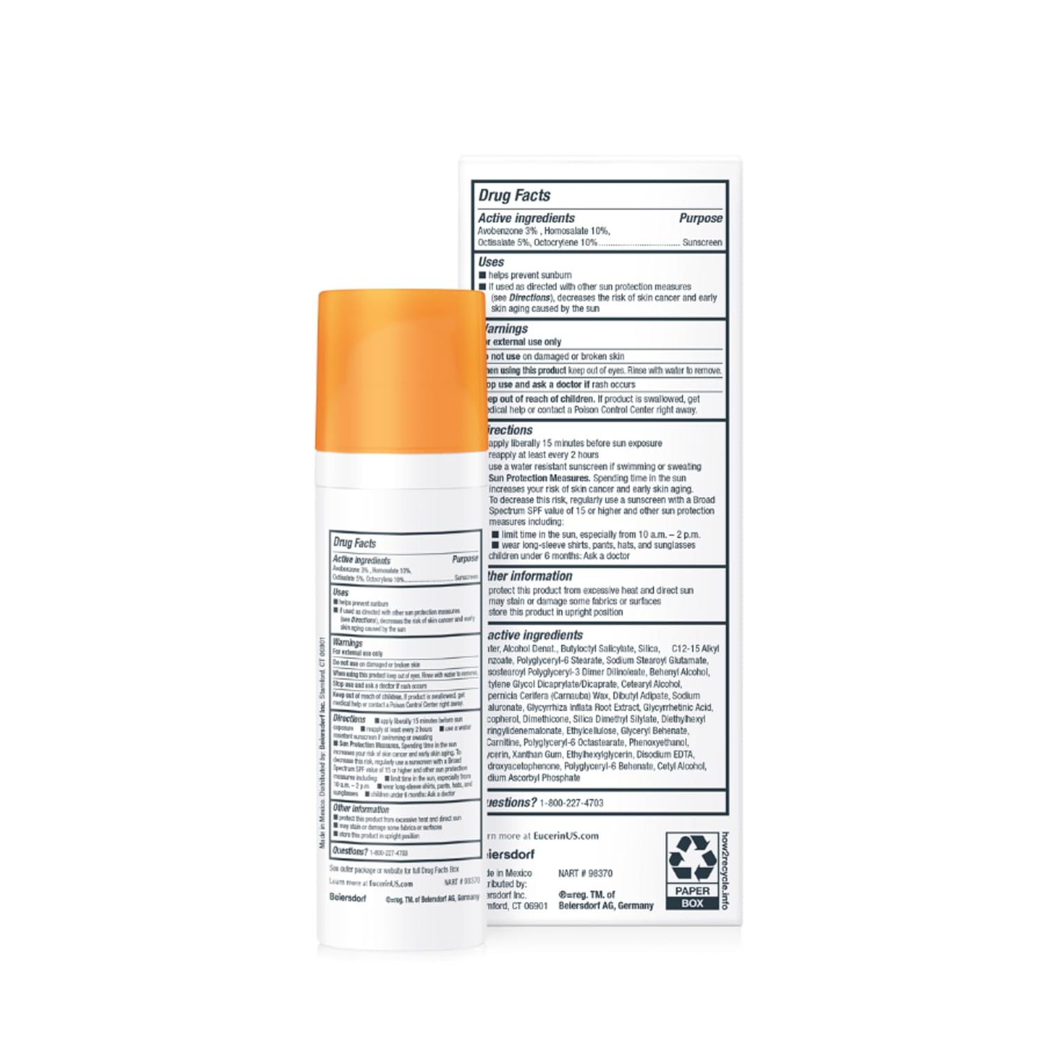 Eucerin Sun Age Defense SPF 50 Face Sunscreen Lotion with Hyaluronic Acid, Hypoallergenic, Non-Comedogenic Sunscreen SPF 50 Free of Fragrance, Oxybenzone and Octinoxate, 2.5 Fl Oz Bottle