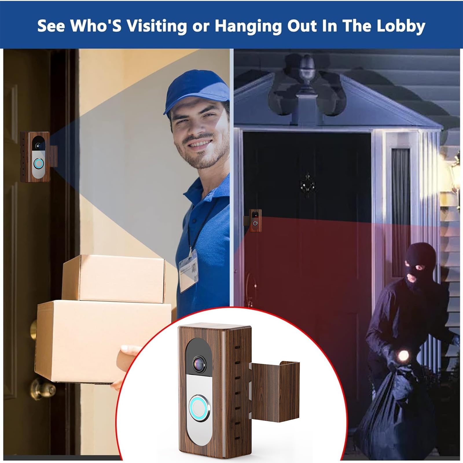 KIMILAR Anti-Theft Video Doorbell Mount Compatible with Ring/Blink Wireless Video Doorbell, Adjustable Mounting Bracket Accessories for Houses, Apartments, Businesses, Not for Blink 2nd Gen