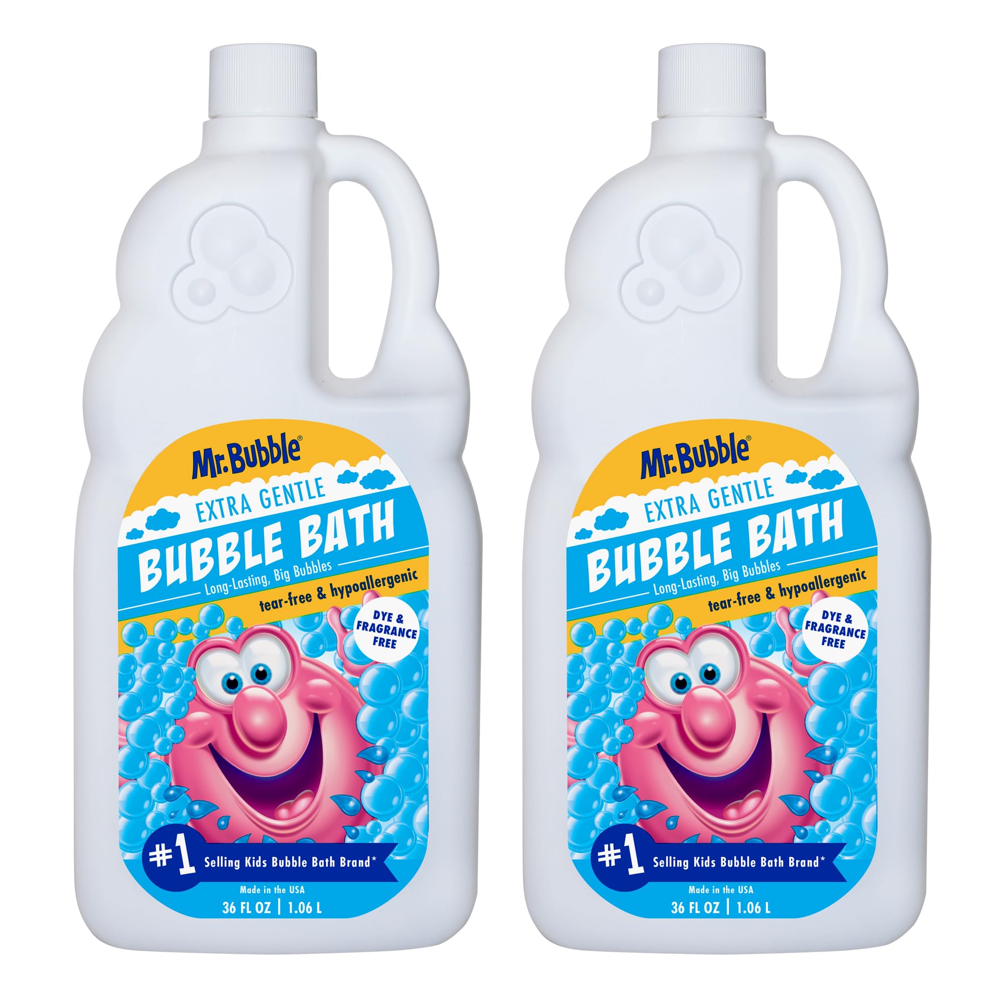 Mr. Bubble Extra Gentle Bubble Bath - Hypoallergenic, Tear Free Bubble Bath Solution Perfect for Sensitive Skin (Pack of 2 Bottles, 16 fl oz Each)