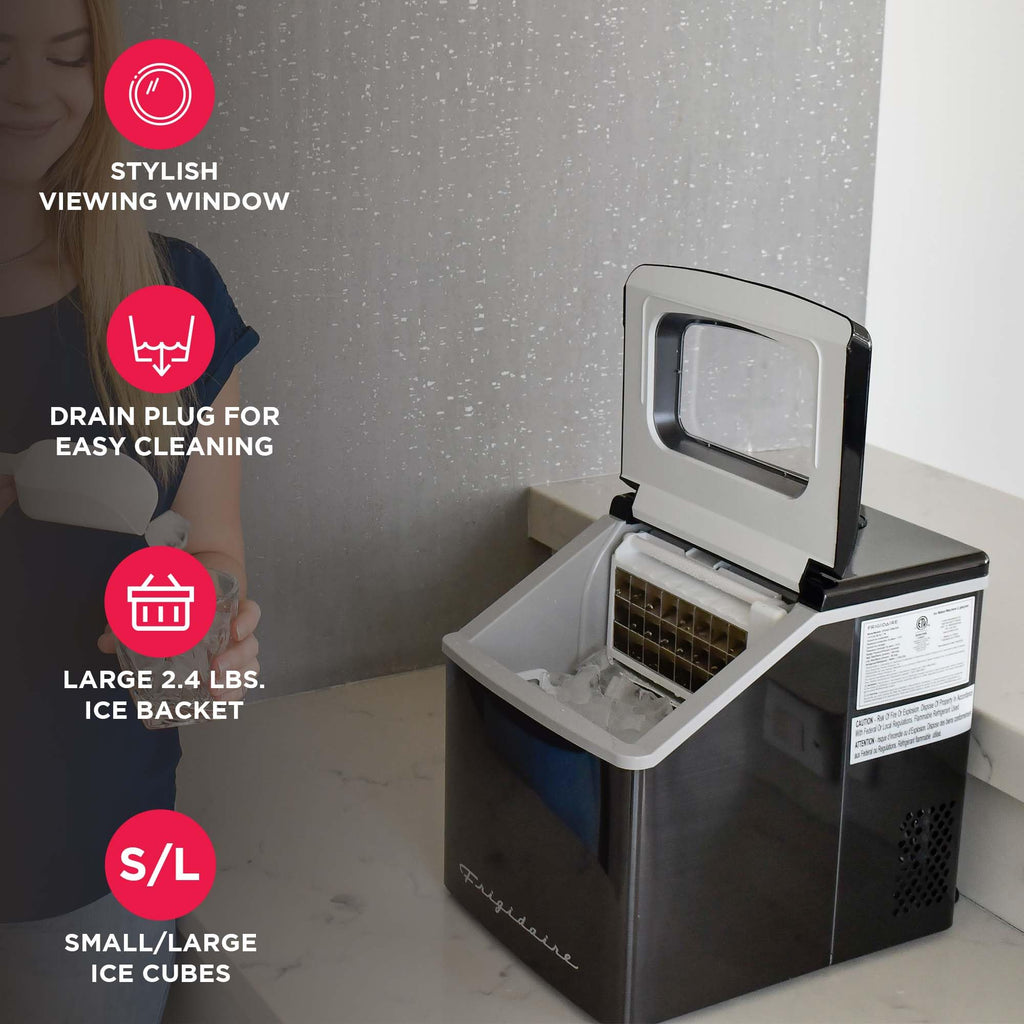 FRIGIDAIRE EFIC452-SS 40 Lbs Extra Large Clear Maker, Stainless Steel, Makes Square Ice