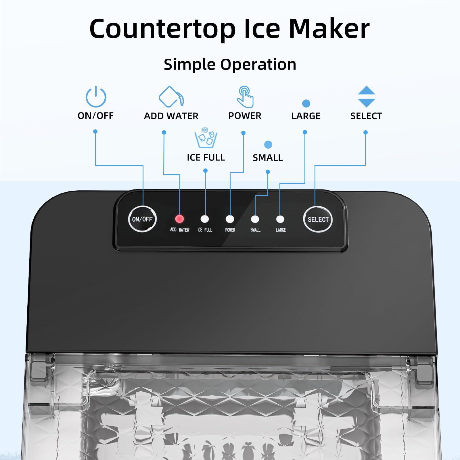 Antarctic Star Ice Maker Countertop, Portable Ice Machine with Carry Handle, 26Lbs Per Day, 9 Cubes Ready in 6 Mins, Self-Cleaning Ice Makers with Ice Scoop and Basket for Kitchen/Office/Party (Black)