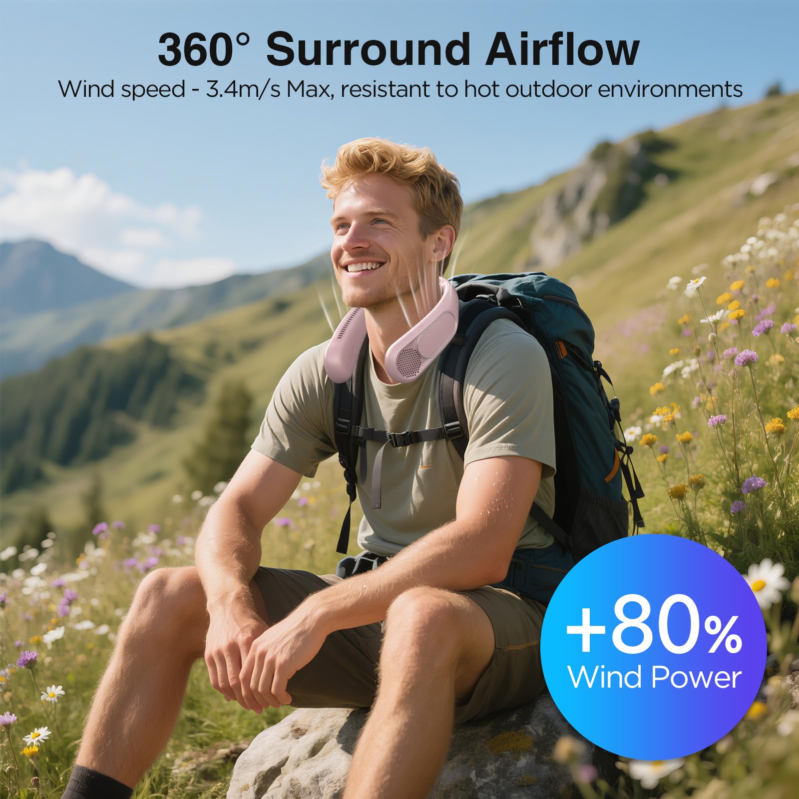 Hotsales Neck Fan, Hands Free Bladeless Neck Fans Portable Rechargeable, 6000 mAh Battery Operated Wearable Personal Fan, Cooling Neck Fan, 3 Speeds, USB Fan Gifts for Men, Women, Travel, Outdoor