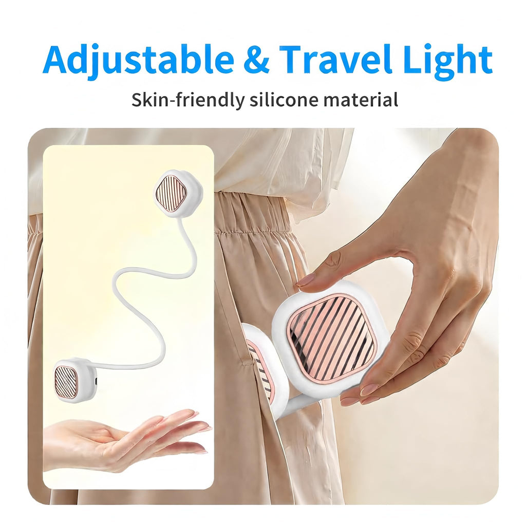 Portable Neck Fan, Hands Free Mini Personal Neck Fans for Women with 5 Speeds, Lightweight Small 5oz Wearable Cooling Fan, 360° Adjustable, Gift for Girl, Gym, Travel and Outdoor, White
