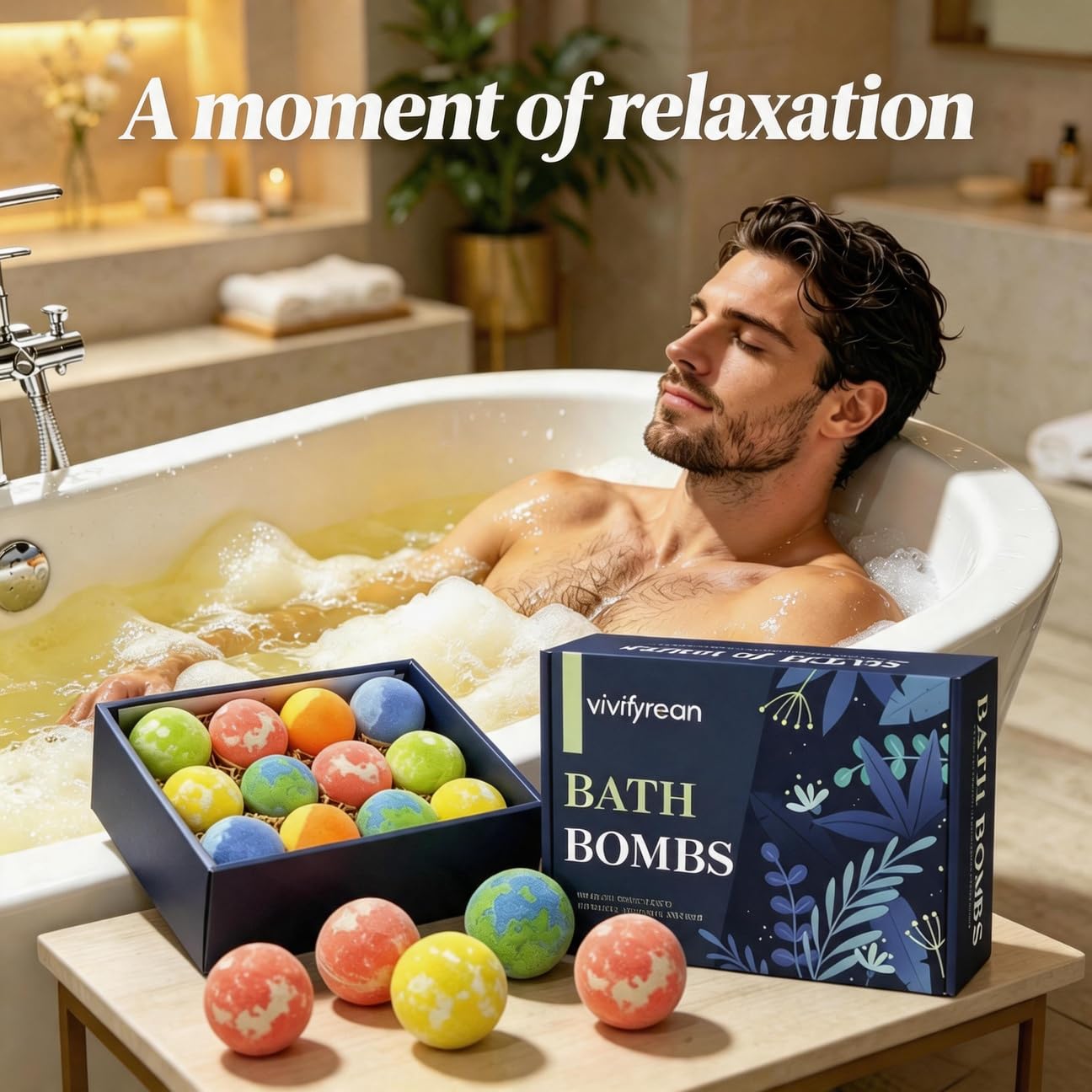 Bath Bombs for Women and Girls, Anniversary Birthday Gift, Natural Organic Fizzy Bath Bombs, Stress Relief, Self-Care Relaxation Home Spa, Pack of 8 in Bag, with Essential Oils & Epsom Salts, 4 Scents