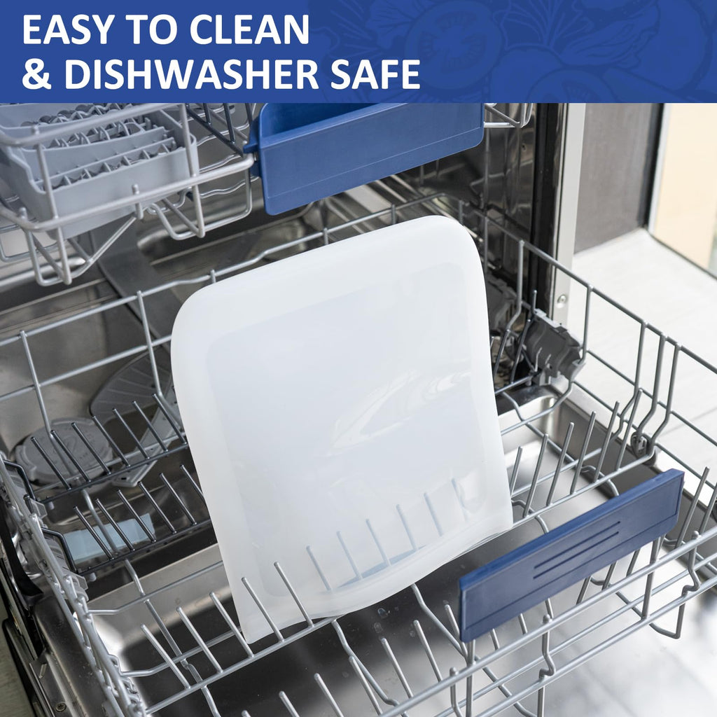 Extra Large Reusable Silicone Food Storage Bags 4 Pack, 0.8 Gallon/3000ml, 100% Silicone Stand-Up Wide-Open Zip-Lock Reusable Bags for Large Items, Microwave Freezer Oven Dishwasher Safe, Translucent
