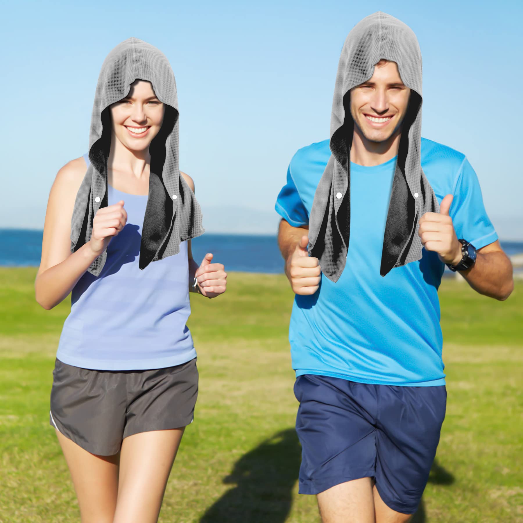 Sukeen Cooling Hoodie Towel, Cooling Towels for Neck and Face Quick Drying Absorbent, UV Protection Cooling Neck Wraps, Sport Workout Camping Cycling Cooling Towel