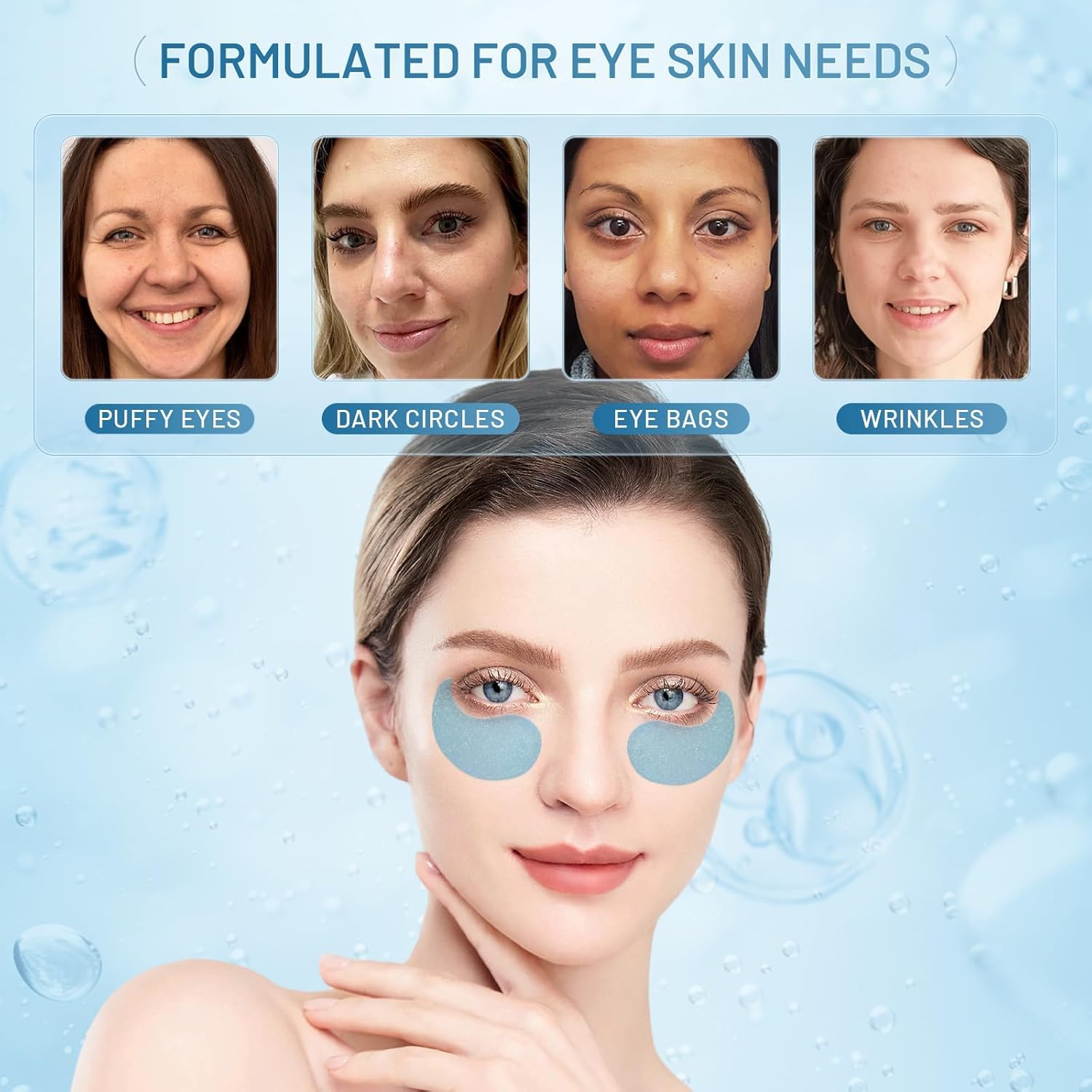 Under Eye Patches Masks - Reduce Puffy Eyes, Dark Circles,Undereye Bags, Wrinkles,Infused Peptide Collagen and Hyaluronic Acid,Vegan Cruelty-Free Self Care 30 Pairs