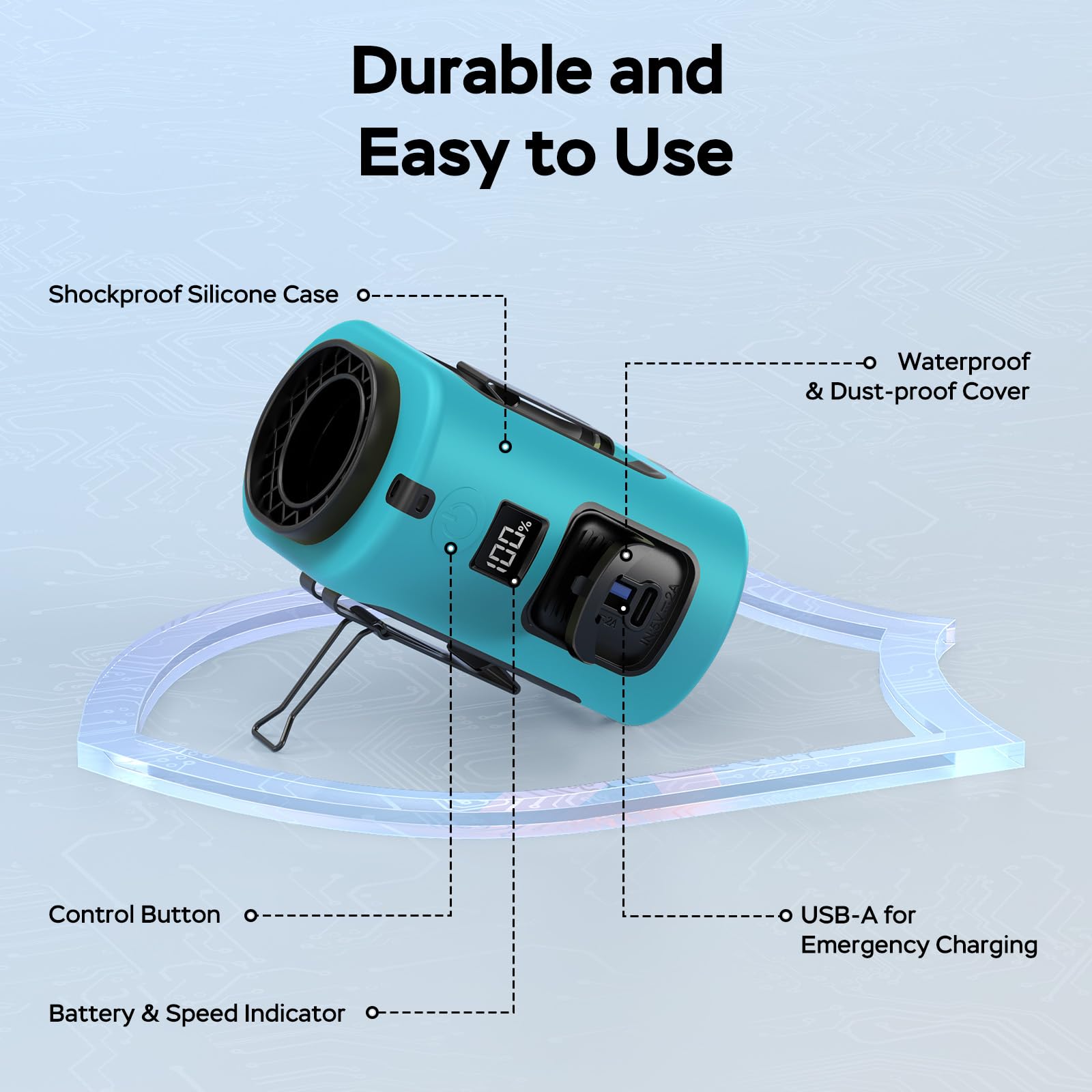 AMACOOL Portable Waist Fan Clip On, MAX 40H Work Time, 10000mAh Rechargeable Wearable Shirt Fan with Light, 16000RPM Powerful 5 Speed Belt Fans Personal Cooling Fans for Outdoor Jobsite Camping Travel