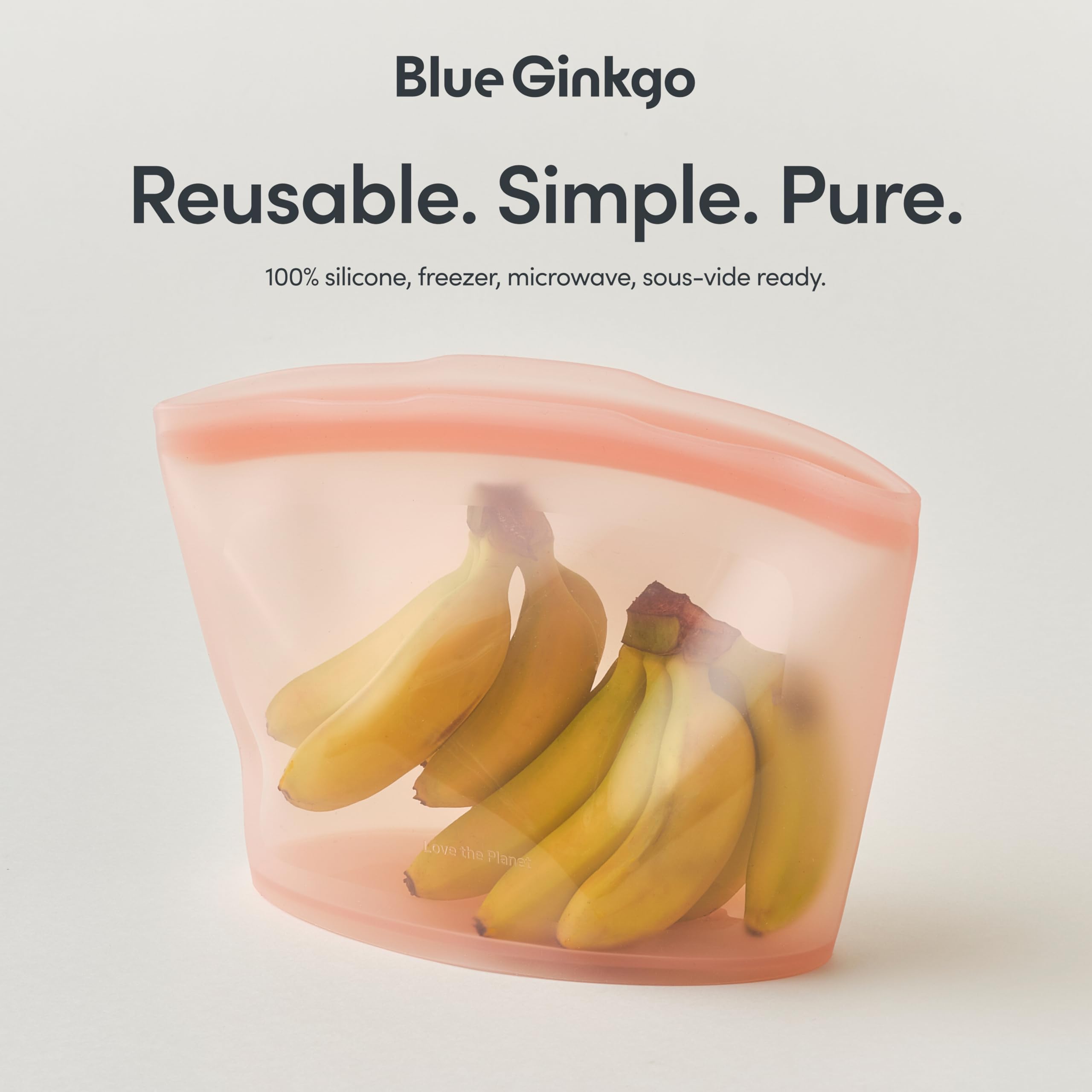 Blue Ginkgo Reusable Silicone Storage Bags – 4-Pack | Korean-Made Stand Up Food, Freezer Bags - Pumkin Yellow