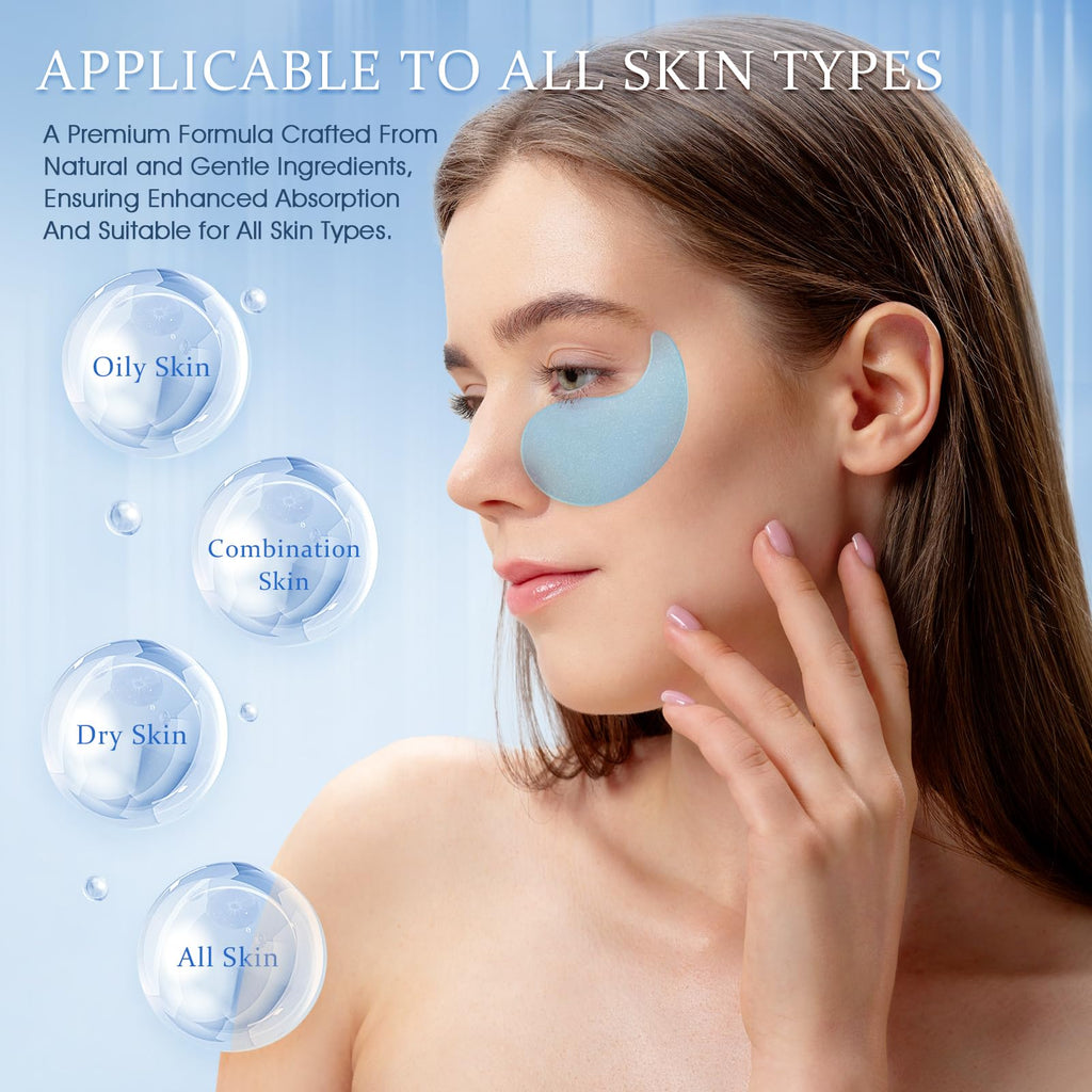 Under Eye Patches Masks with Collagen and Hyaluronic Acid, Moisturizing Eye Gel Pads for Tired-Looking Eyes, Refreshing Skincare Eye Masks for Daily Use, 60 Pcs