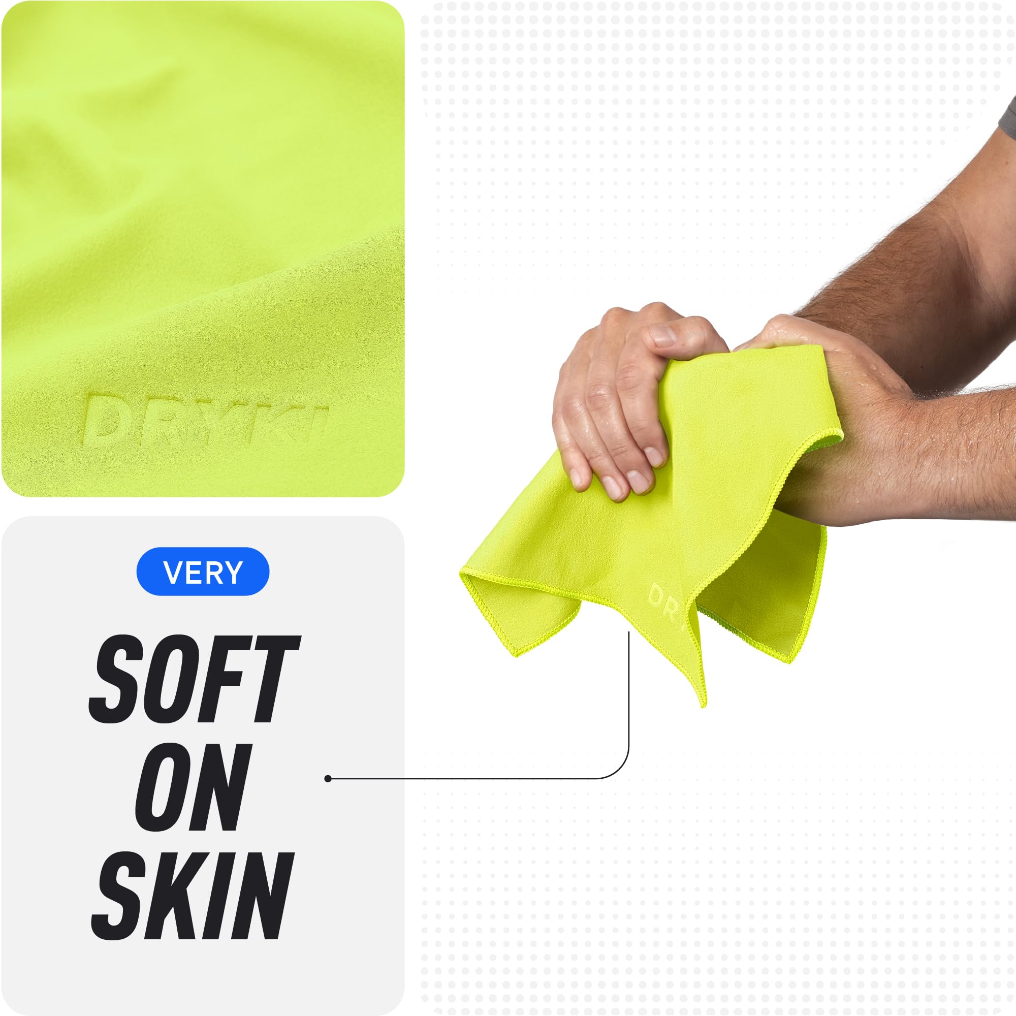DRYKI Pocket-Sized Sweat Towels - The Original Sweat Absorbing Handkerchiefs - Quick-Dry Microfiber Sweat Rags for Face, Hands, & Body - Men & Women - Gym and Work (Moss Camo: 5 Pack)