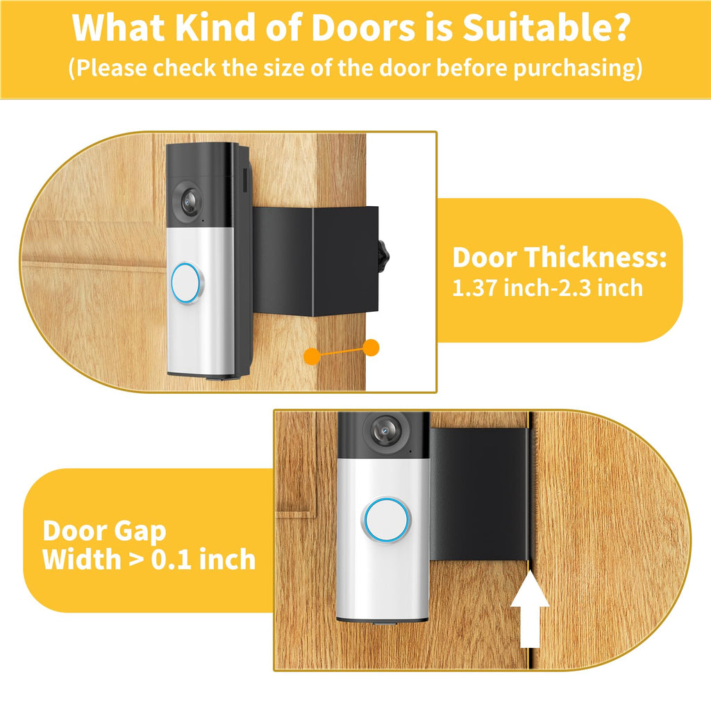 Anti-Theft Video Doorbell Camera Mount Compatible with Ring/Blink Doorbell | No-Drill - Easy to install - No Front Cover Metal Doorbell Bracket Holder for House Rental Apartment Condo