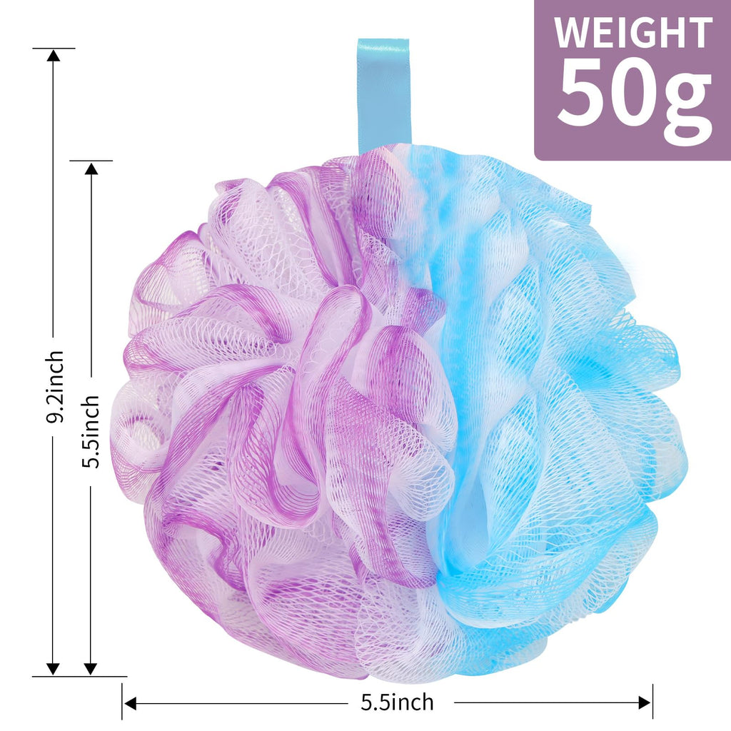FARMOGA Bath Loofah Sponge Body Scrubber Shower Sponge Exfoliating Mesh Pouf Shower Ball Bath Sponges for Women and Men Bathing Accessories (4Pack 50G Colorful)