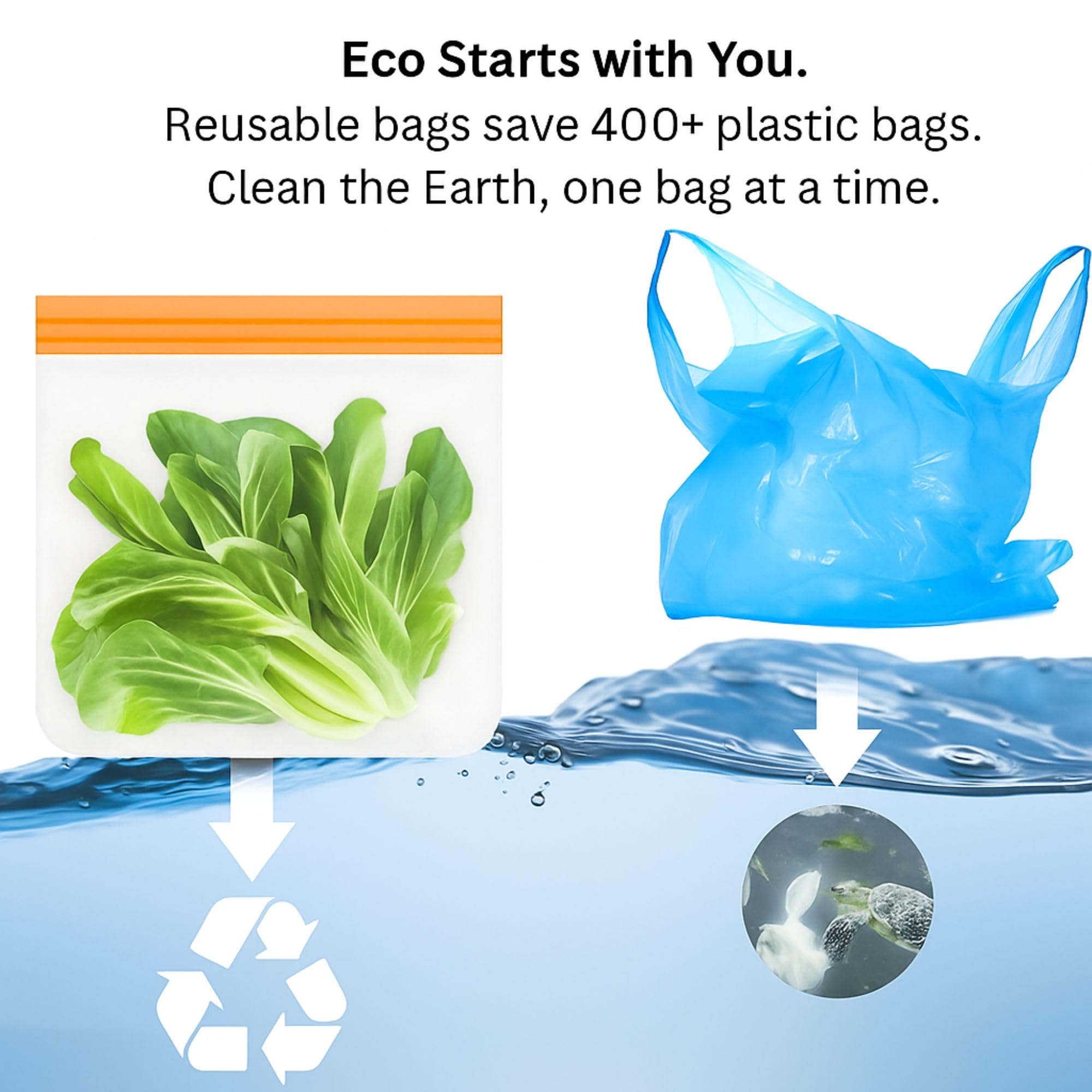 10 Pack Dishwasher Safe Reusable Bags, Leakproof Reusable Freezer Bags, BPA Free Food Storage Bags for Lunch, Marinate and Travel, 3 Gallon, 4 Sandwich, 3 Snack Bags